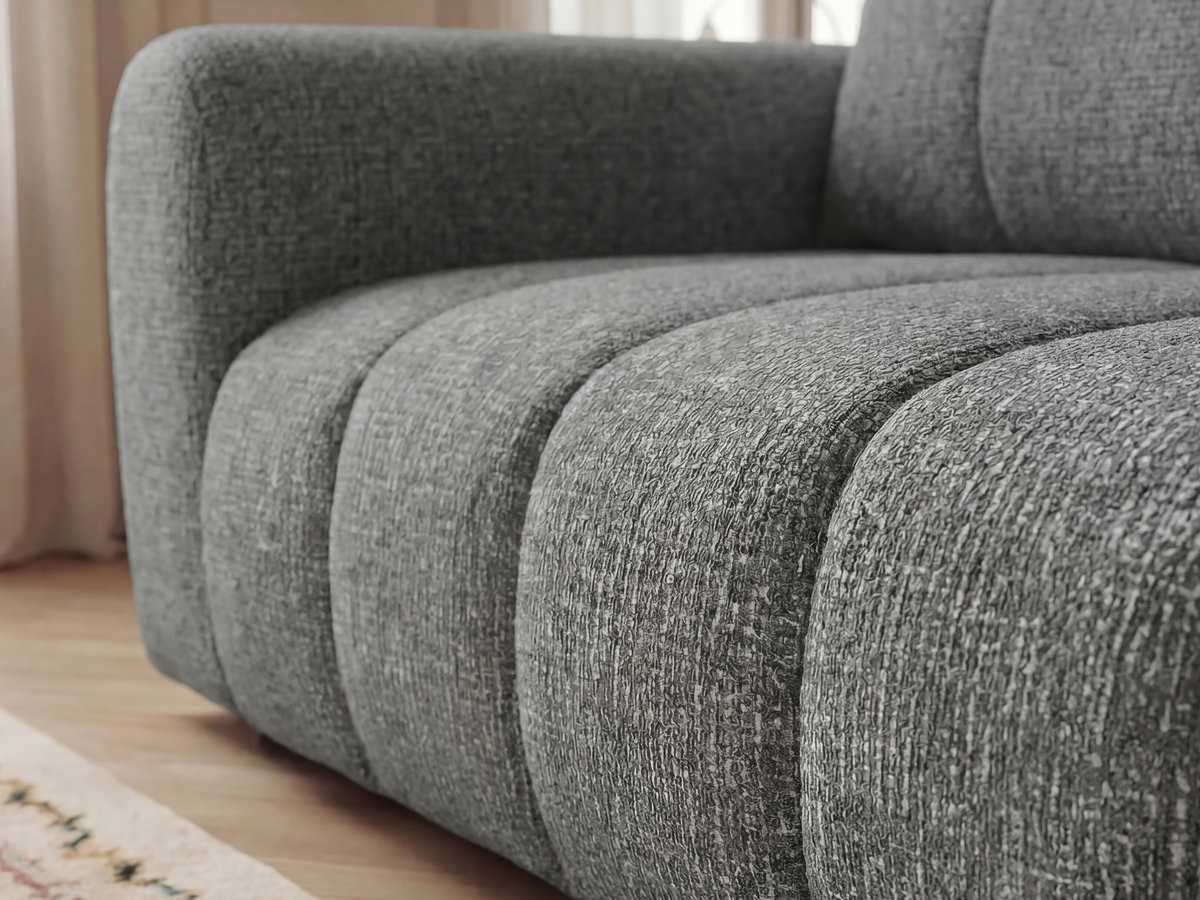 Bobochic Nesty Ecksofa 272 cm mit Pouf Melange-Stoff Dunkelgrau Ecke rechts