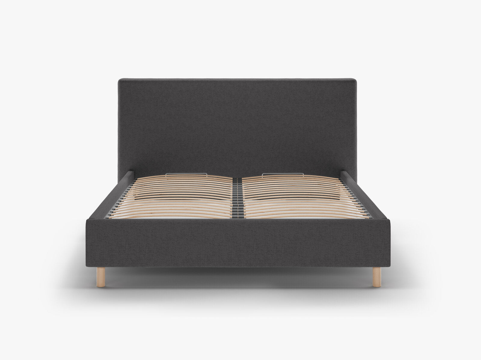Micadoni Stauraumbett mit Kopfteil Eloise Strukturierter Stoff Moly Anthrazit 140x200