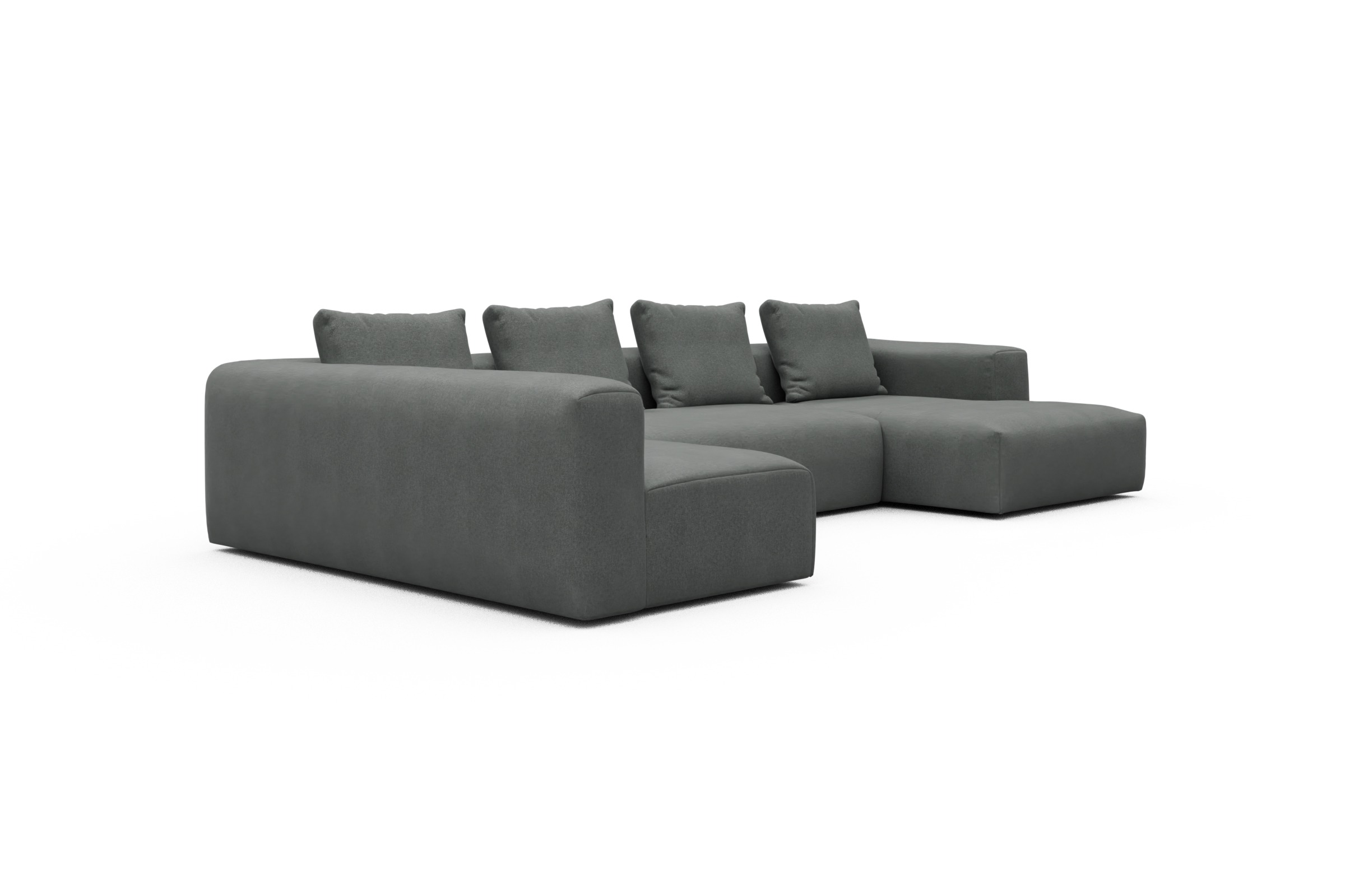 Wohnlandschaft Fred Chaiselongue rechts mit 2-Sitzer und lange Armlehne links Satya-Steel
