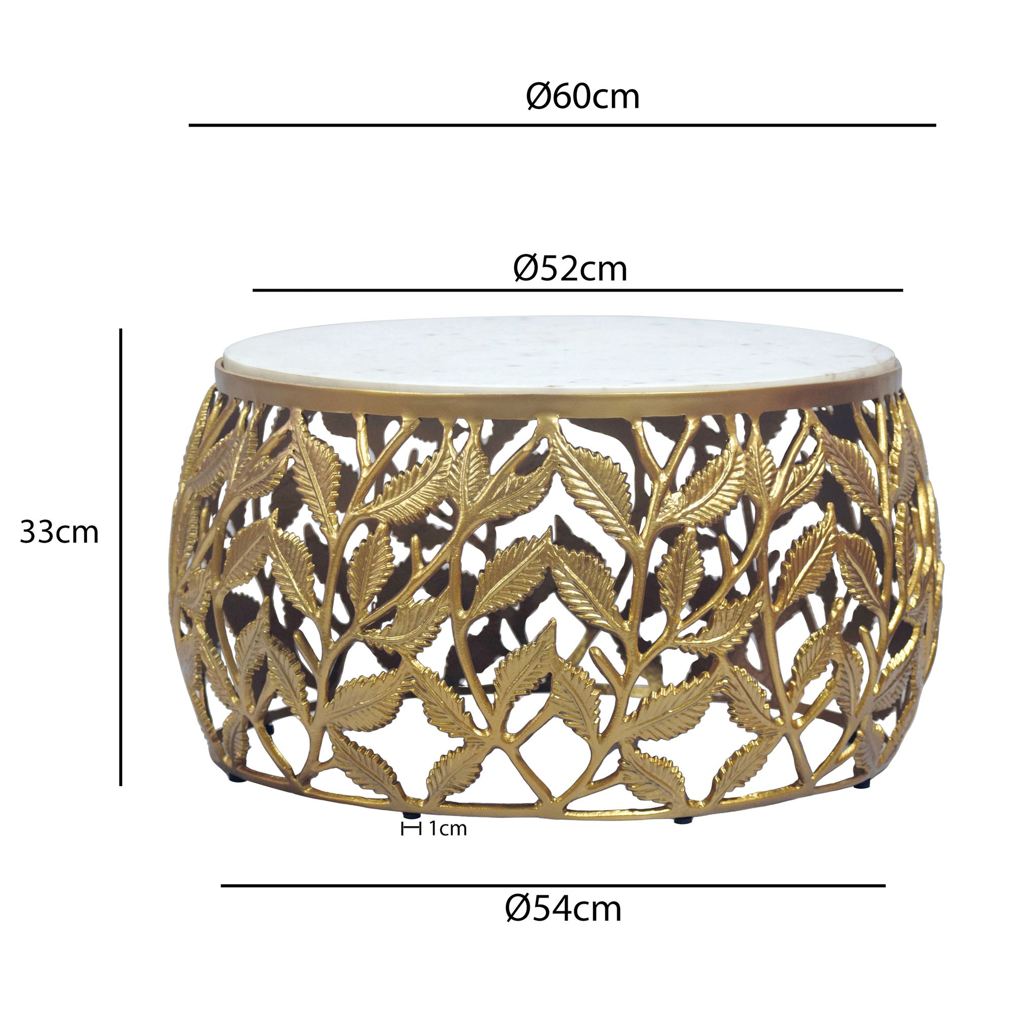 Couchtisch Sandane Marmor Gold Höhe 33 cm