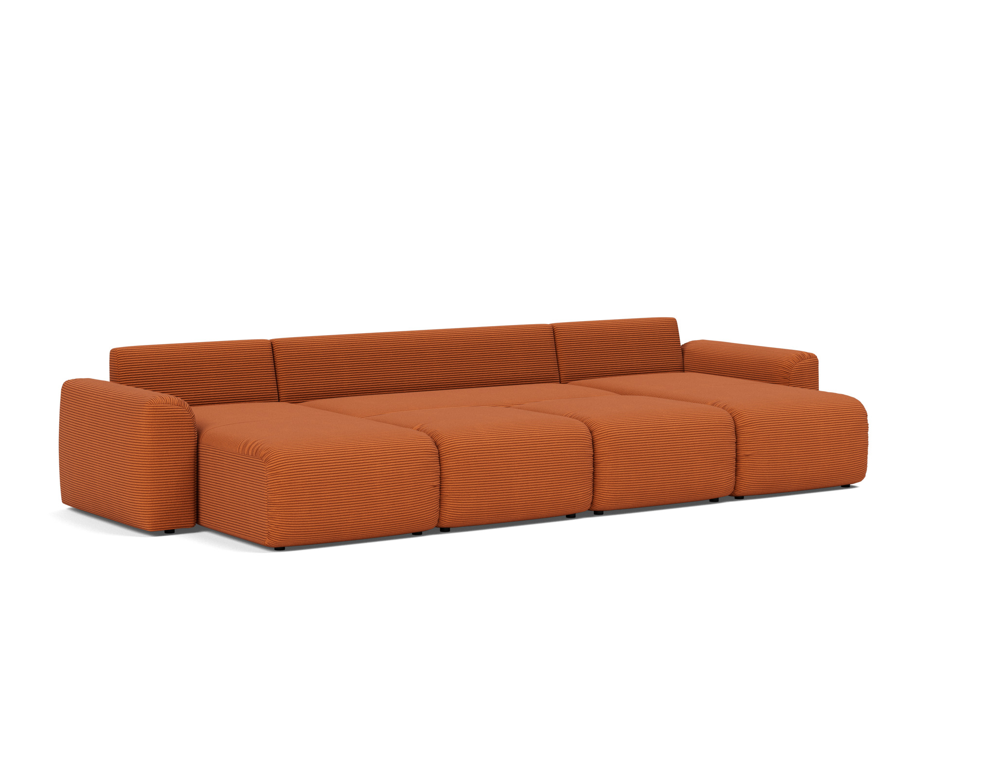 Schlafsofa Norum U-Form mit Chunky-Armlehnen Kord Corduroy 595-Burnt-Orange
