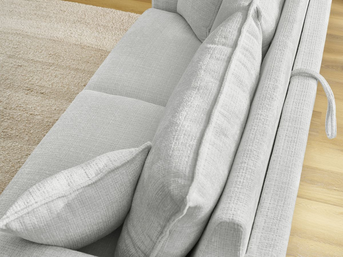 Bobochic Augustin Schlafsofa 3-Sitzer Strukturstoff Hellgrau, Liegefläche 160 × 200 cm