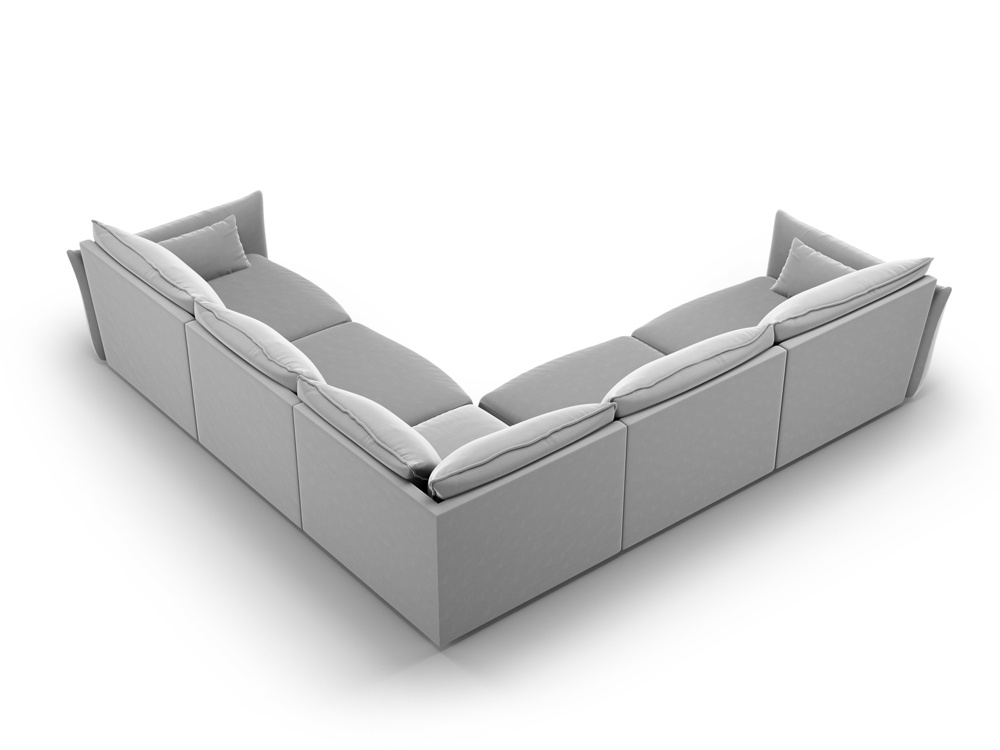 Cosmopolitan Design Symmetrisches Ecksofa Matera 7-Sitzer Samt Salvador Grau