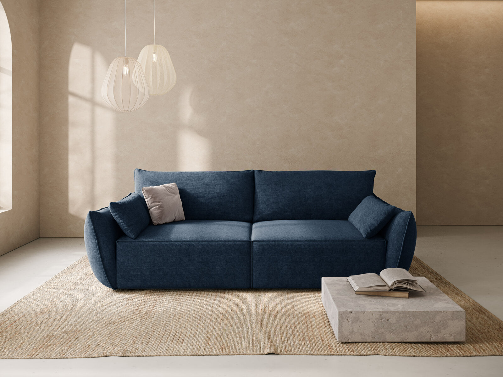 Micadoni Kaelle Schlafsofa 3-Sitzer mit Bettkasten Chenille Over The Horizon Königsblau