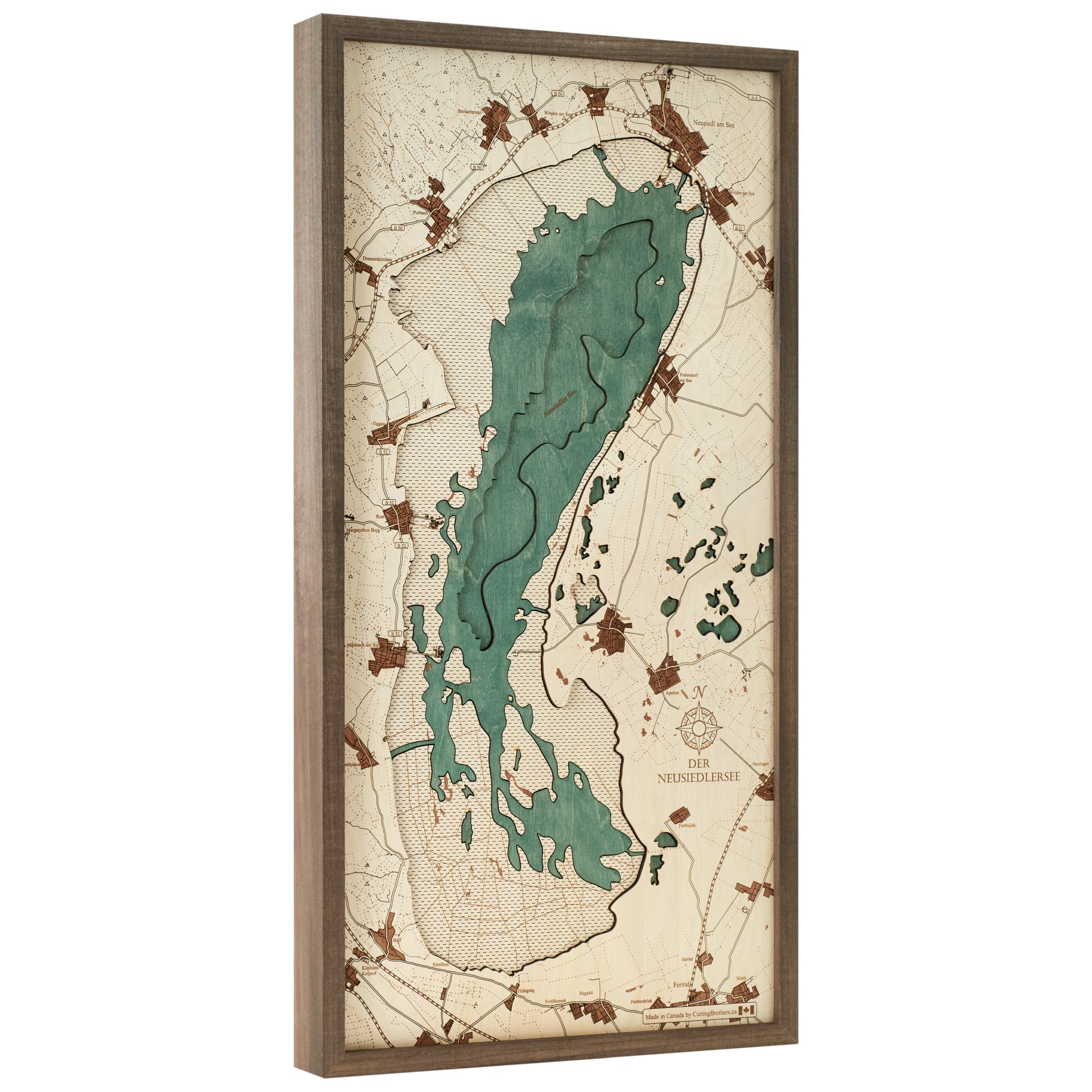 Cutting Brothers 3D Holz-Wandkarte Neusiedlersee 81x40.5 cm