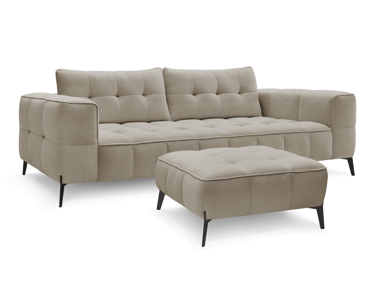 Bobochic Anis Sofa 3-Sitzer mit Pouf Strukturstoff Taupe