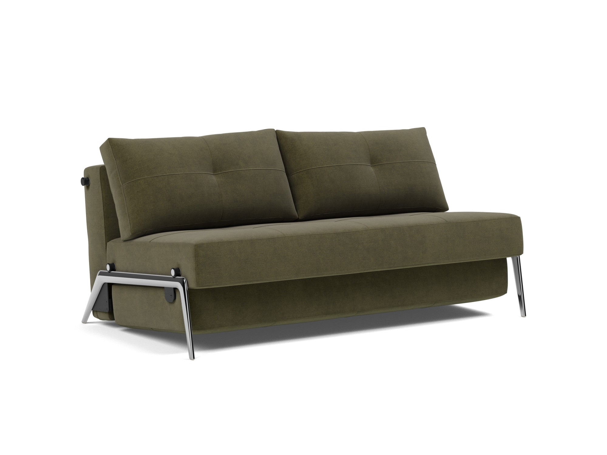Schlafsofa Cubed 160 Kord Cordufine 316-Pine-Green Beine Aluminium