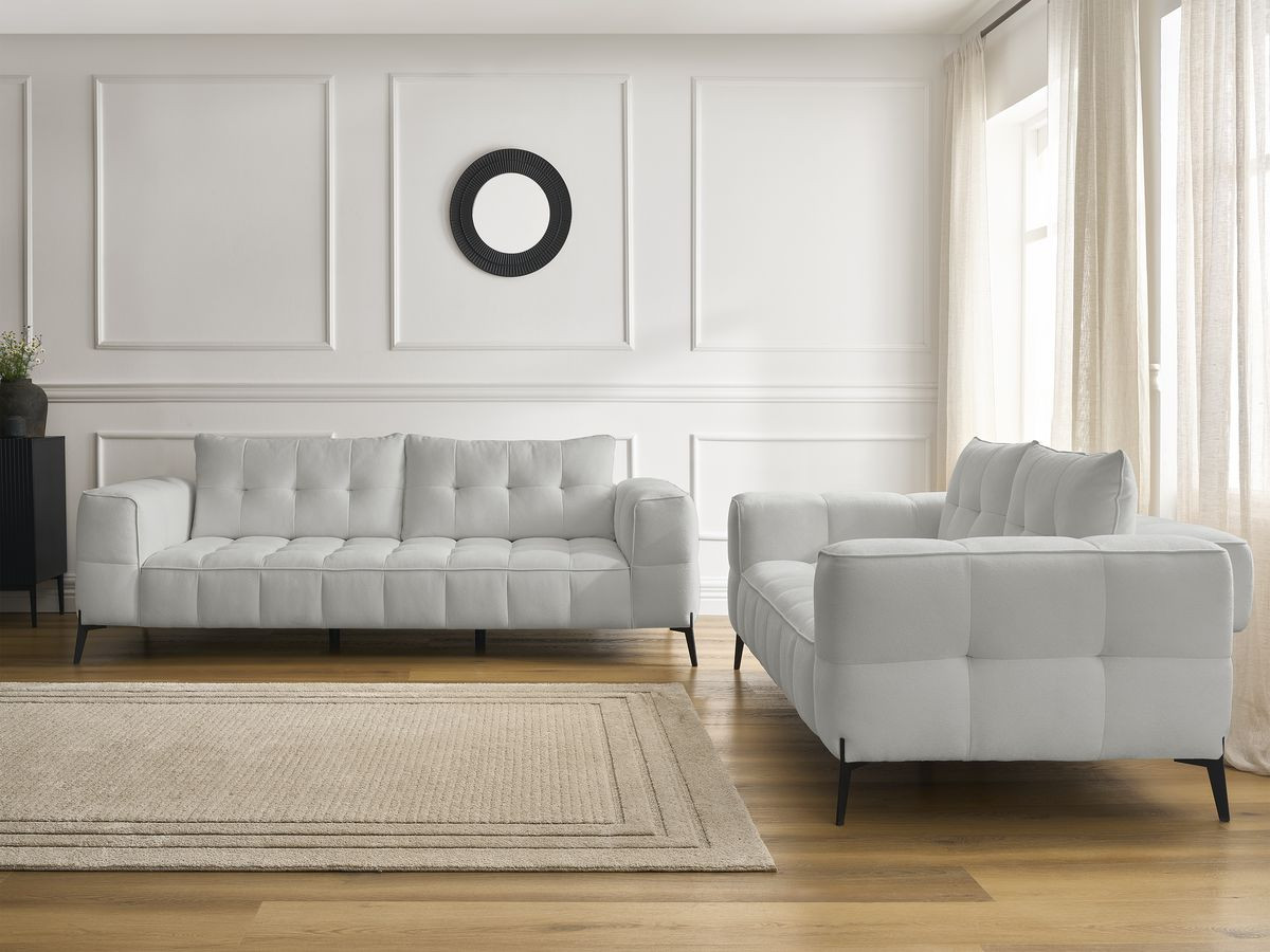 Bobochic Anis Sofa-Set 3- und 2-Sitzer Strukturstoff Hellgrau