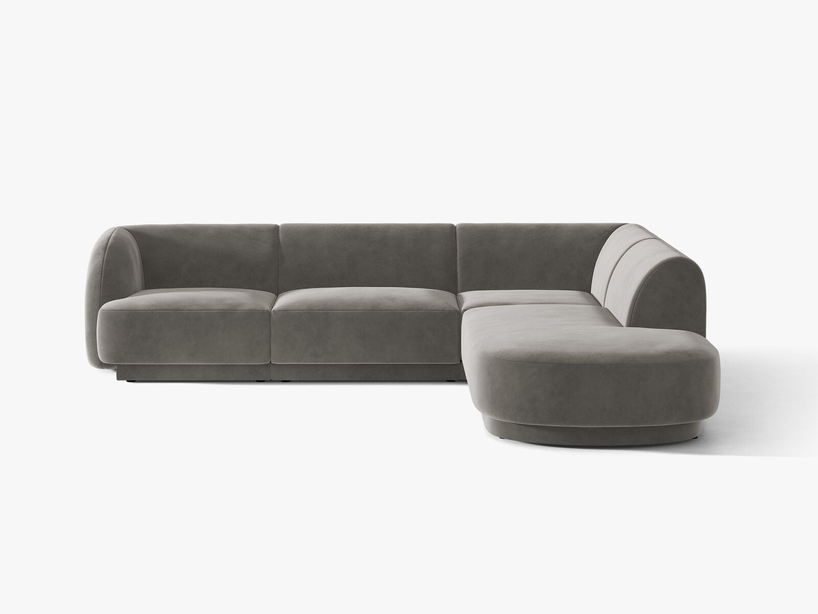Micadoni Ecksofa Miley 6-Sitzer Rechts Samt Bluvel Hellgrau