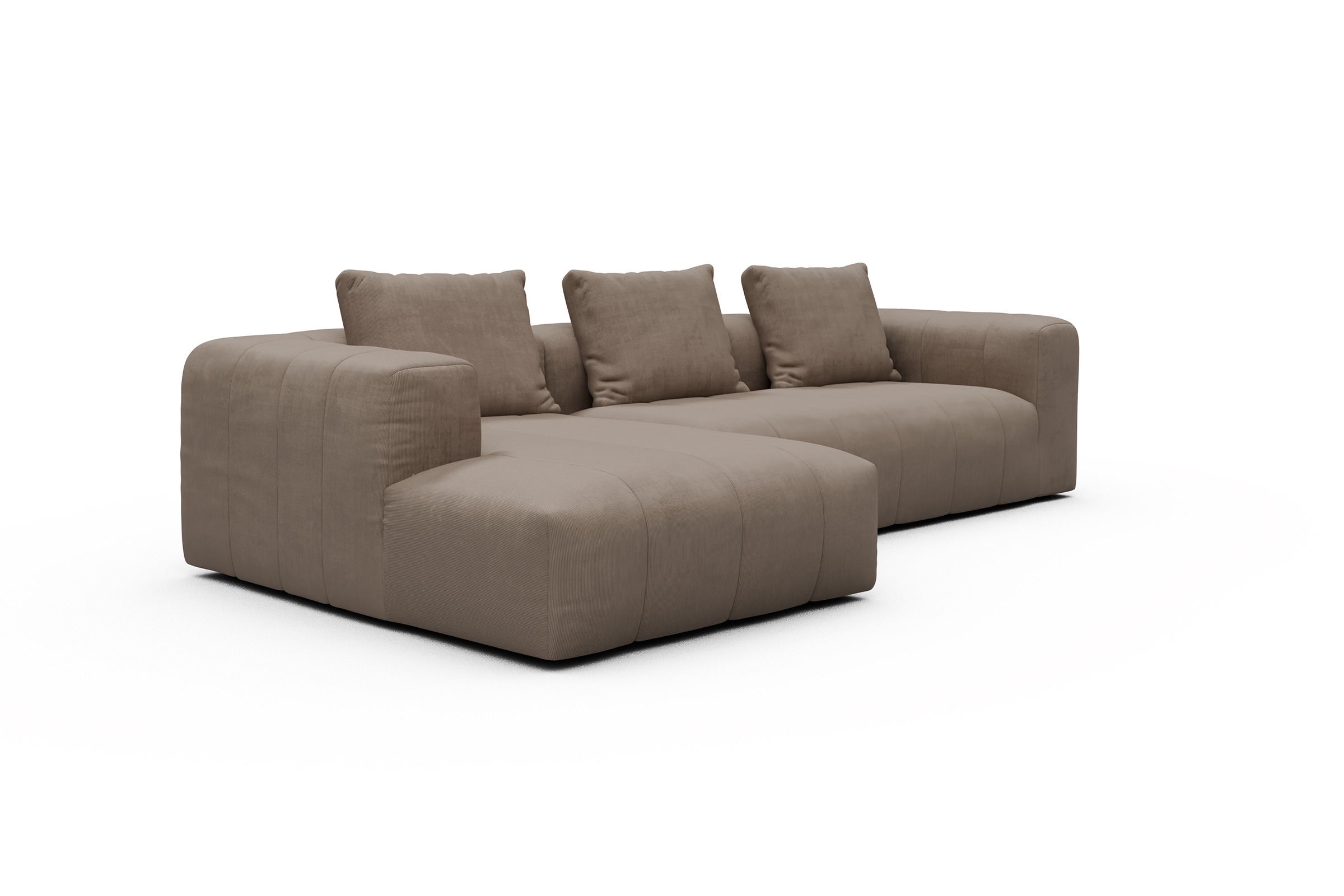 Ecksofa Hugo 2,5-Sitzer Armlehne rechts mit Chaiselongue Cordufine-Biege