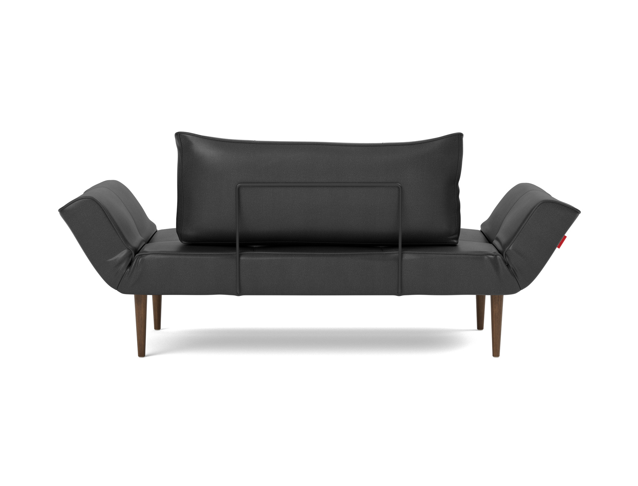 Tagesbett Zeal Lederoptik Faunal 550-Black Beine Styletto Eiche dunkel