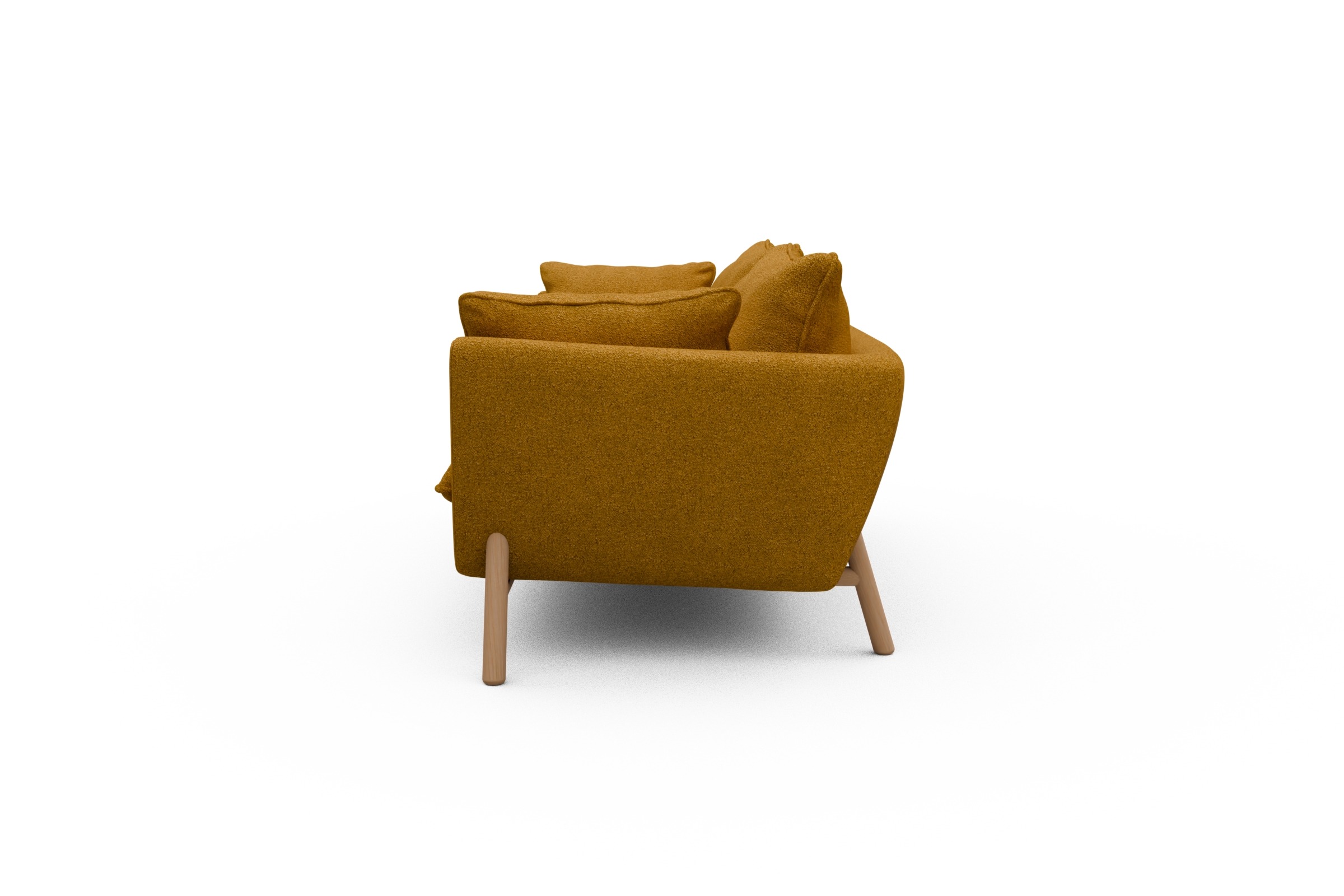 Sofa Emil PREMIUM 3-Sitzer Beinfarbe Eiche Natur Boucle-Ochre