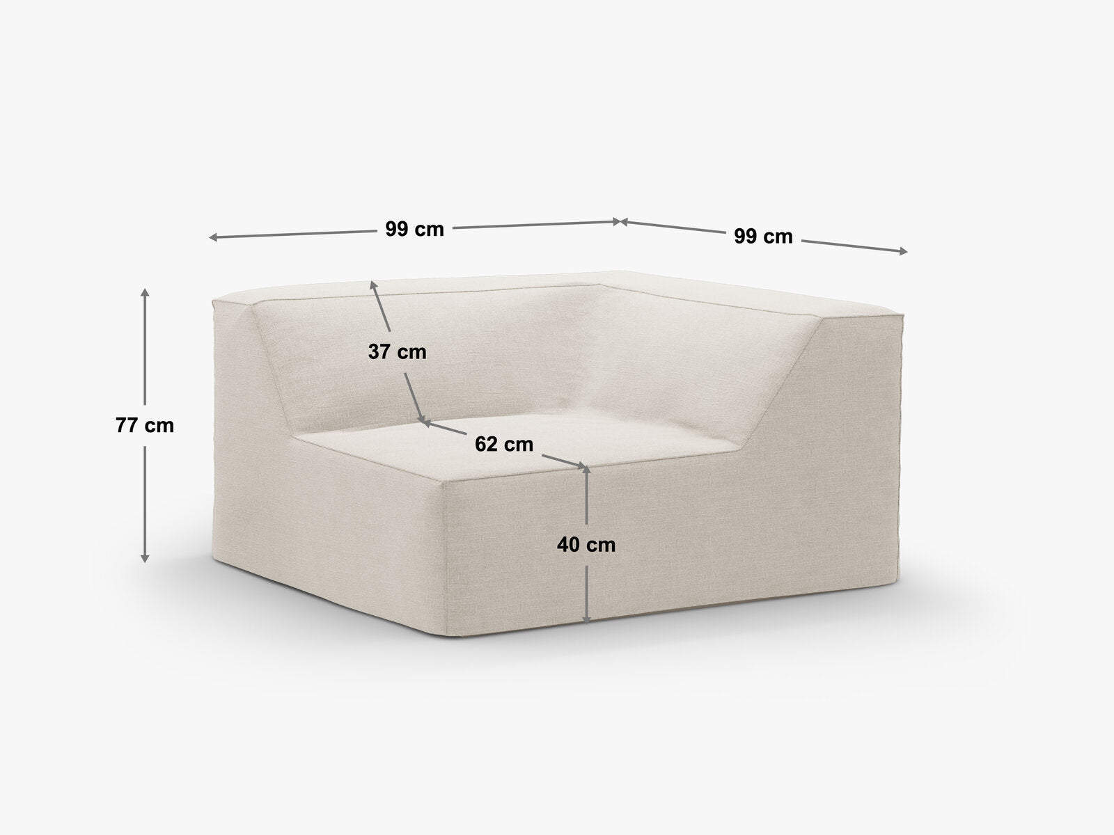 Micadoni Eckmodul Jodie 1-Sitzer Strukturierter Stoff Lins Sand