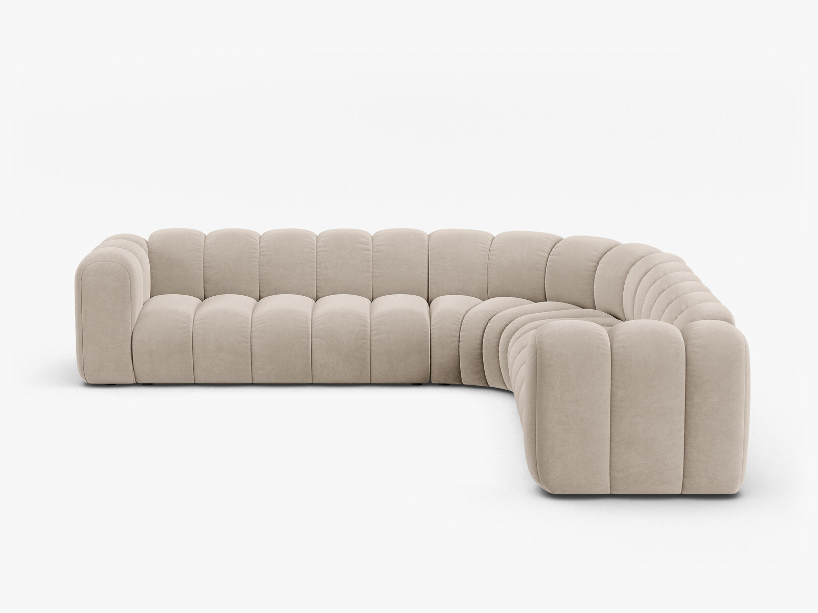 Micadoni symmetrisches Ecksofa Lupine 5-Sitzer  Samt Salvador Beige