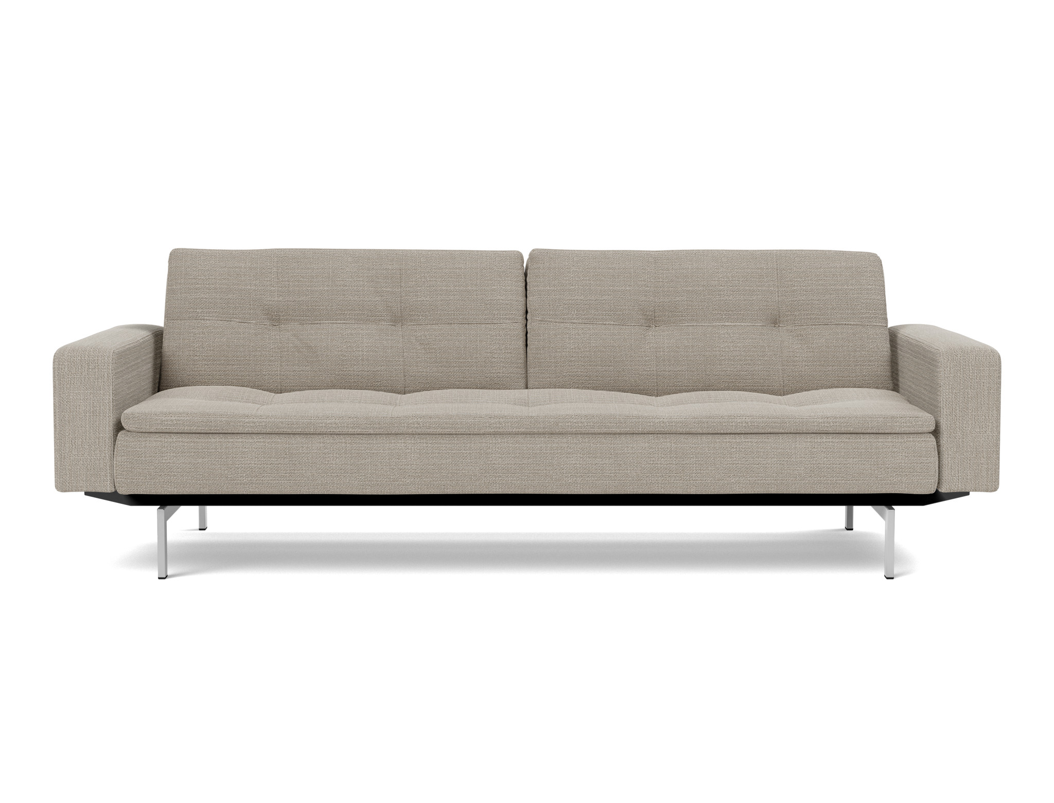 Schlafsofa Dublexo mit Armlehnen Strukturierter Stoff Kenya 579-Gravel Beine Chrom