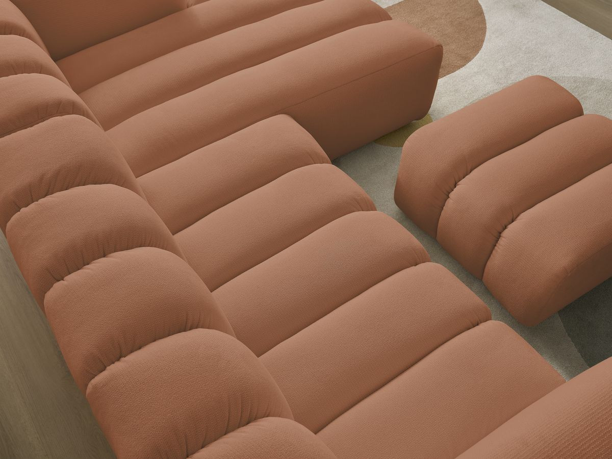 Bobochic Talia Ecksofa mit Pouf Melange-Stoff Orange Ecke rechts