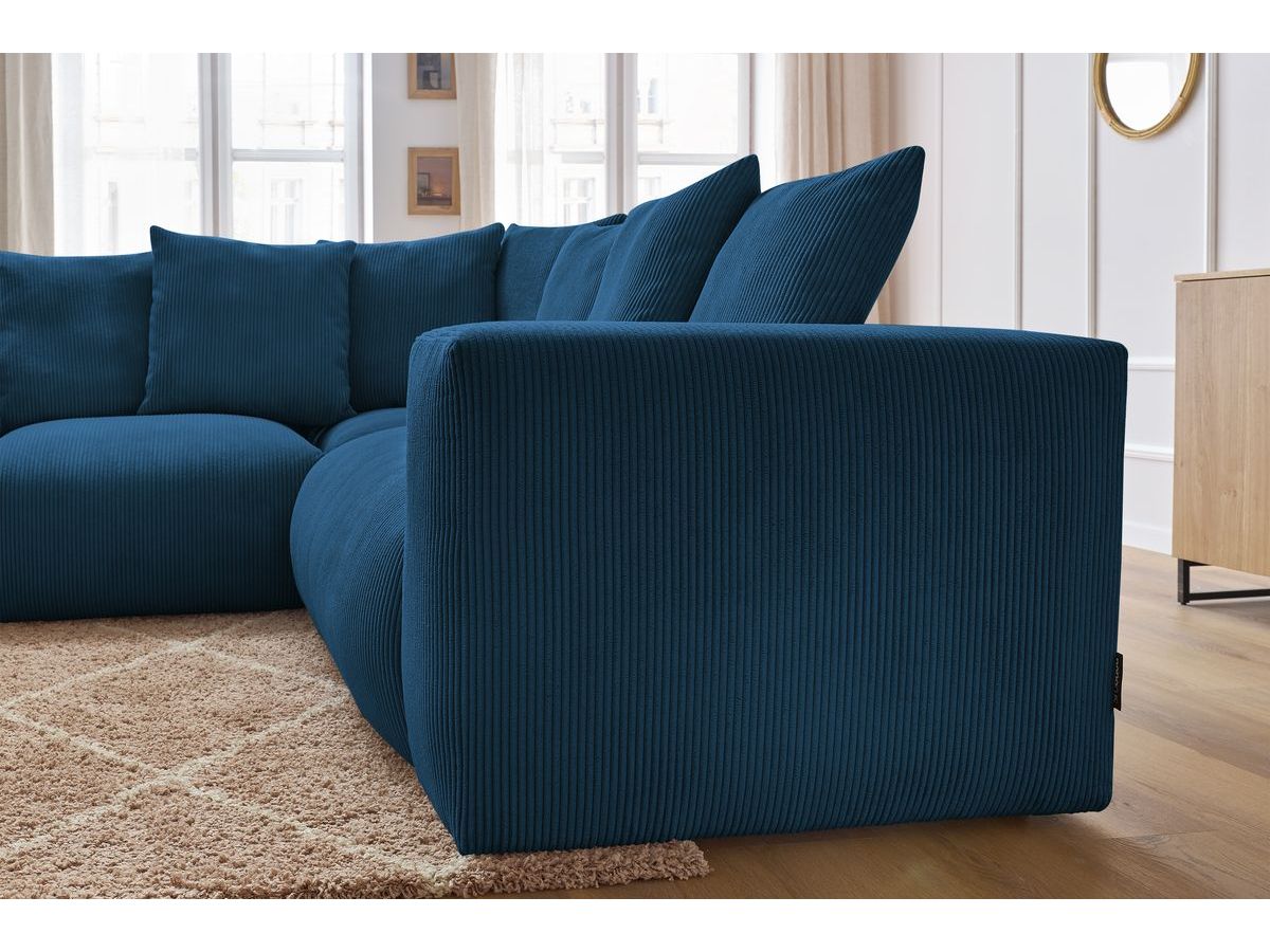 Bobochic Voltaire Ecksofa 268 × 214 cm Cordsamt Dunkelblau Ecke links