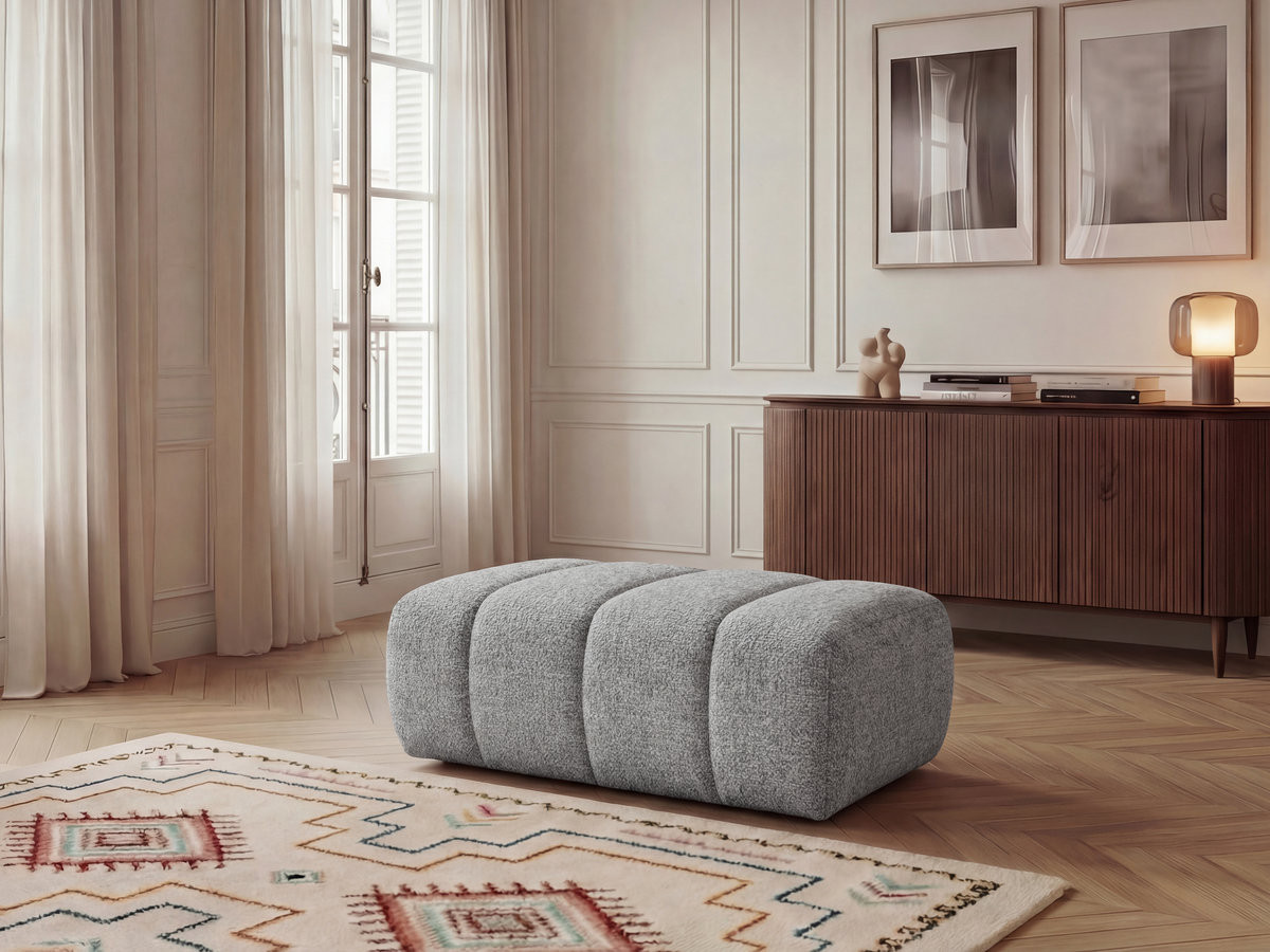 Bobochic Nesty Pouf Melange-Stoff Hellgrau