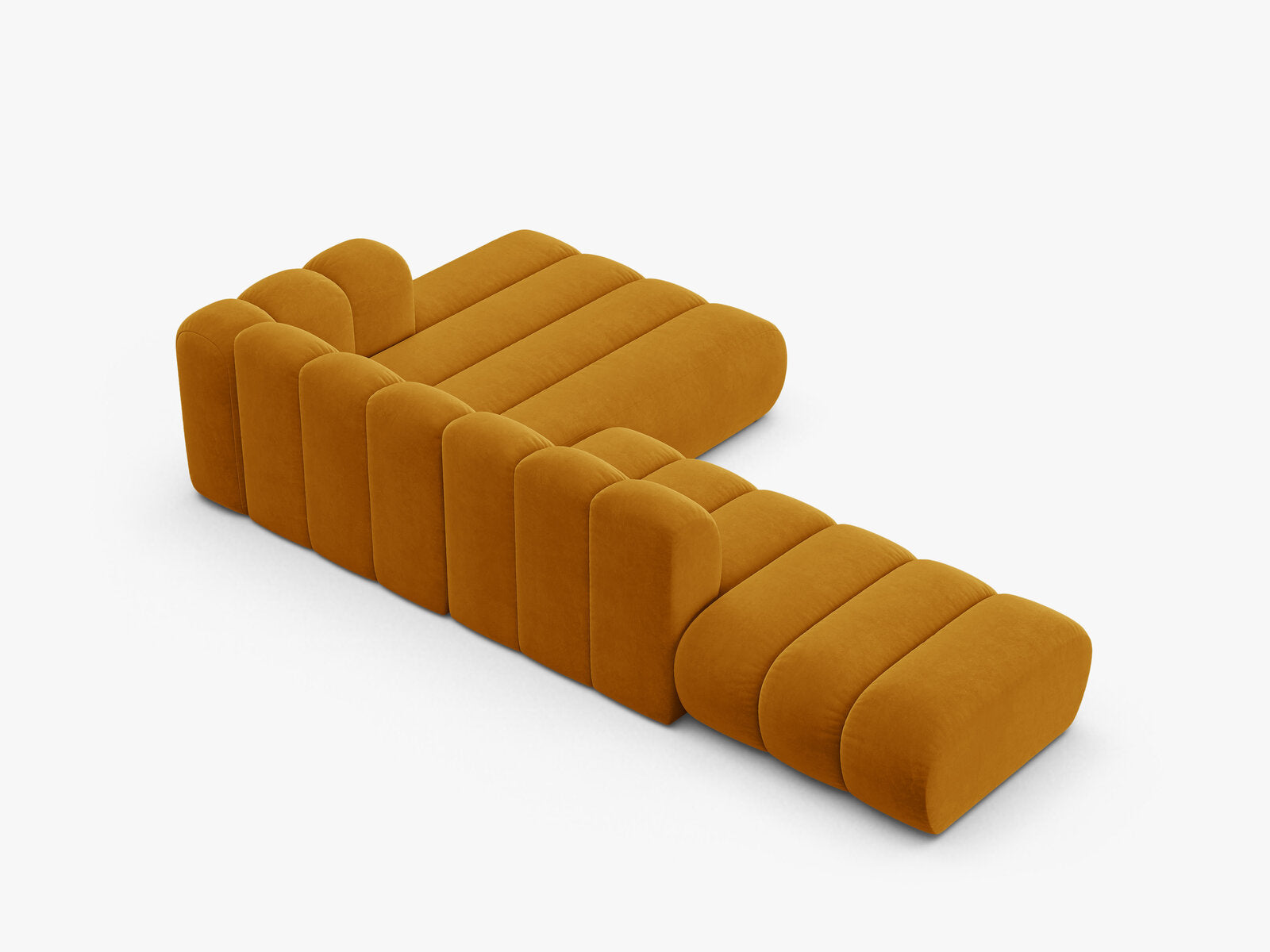 Micadoni Modulares Ecksofa offen Lupine 5-Sitzer Rechts Samt Salvador Gelb