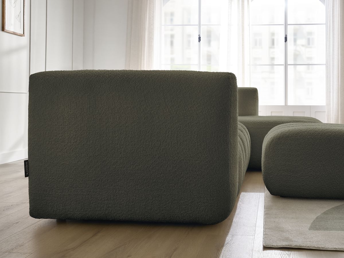 Bobochic Talia Ecksofa mit Pouf Bouclé-Stoff Grün Ecke rechts