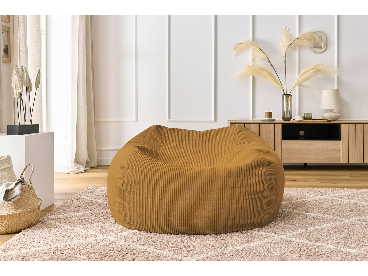 Bobochic Voltaire Pouf 120 × 70 cm Cordsamt Gelb