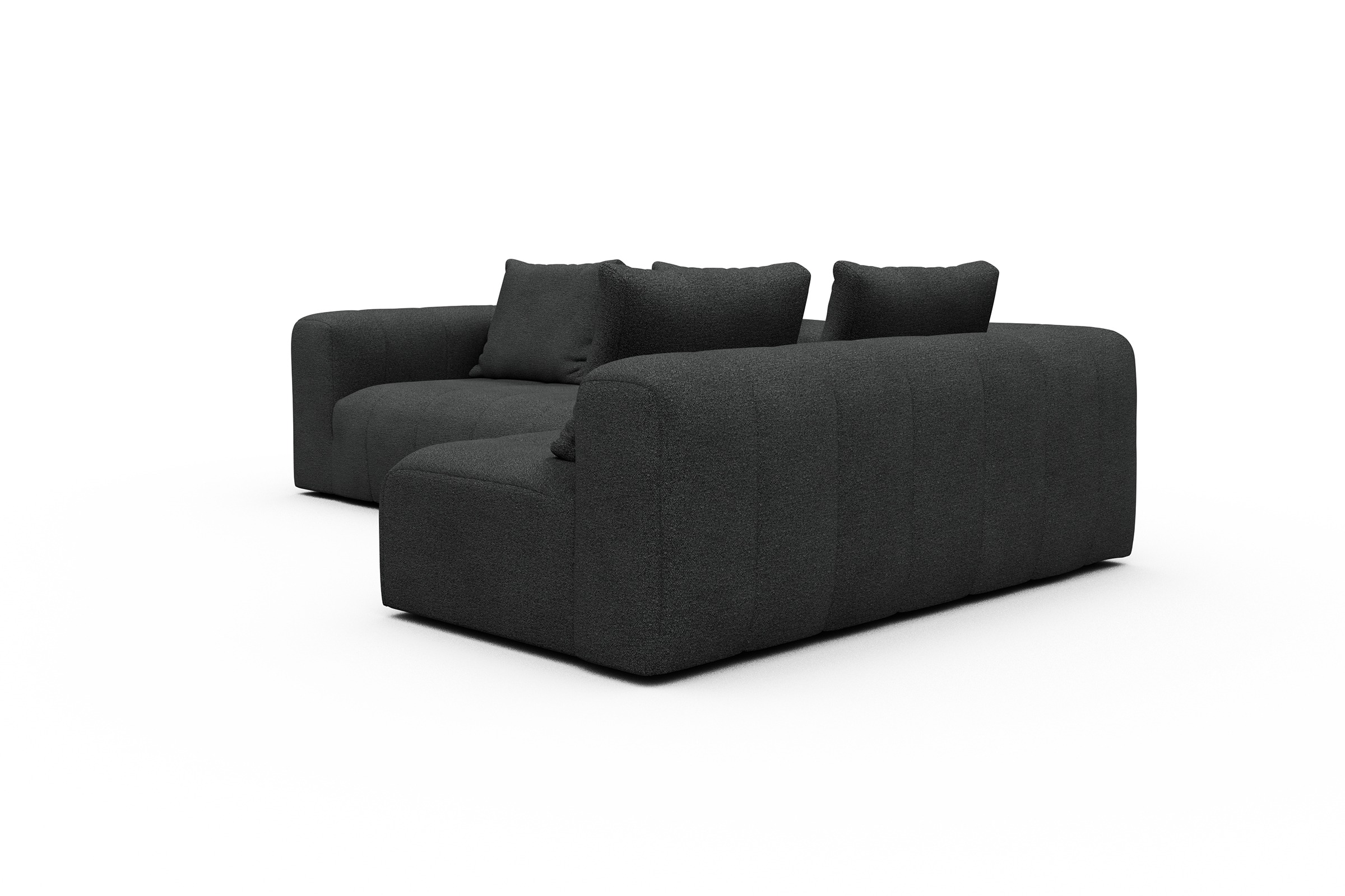 Ecksofa Hugo 2x 2,5-Sitzer Armlehne links Boucle-Charcoal