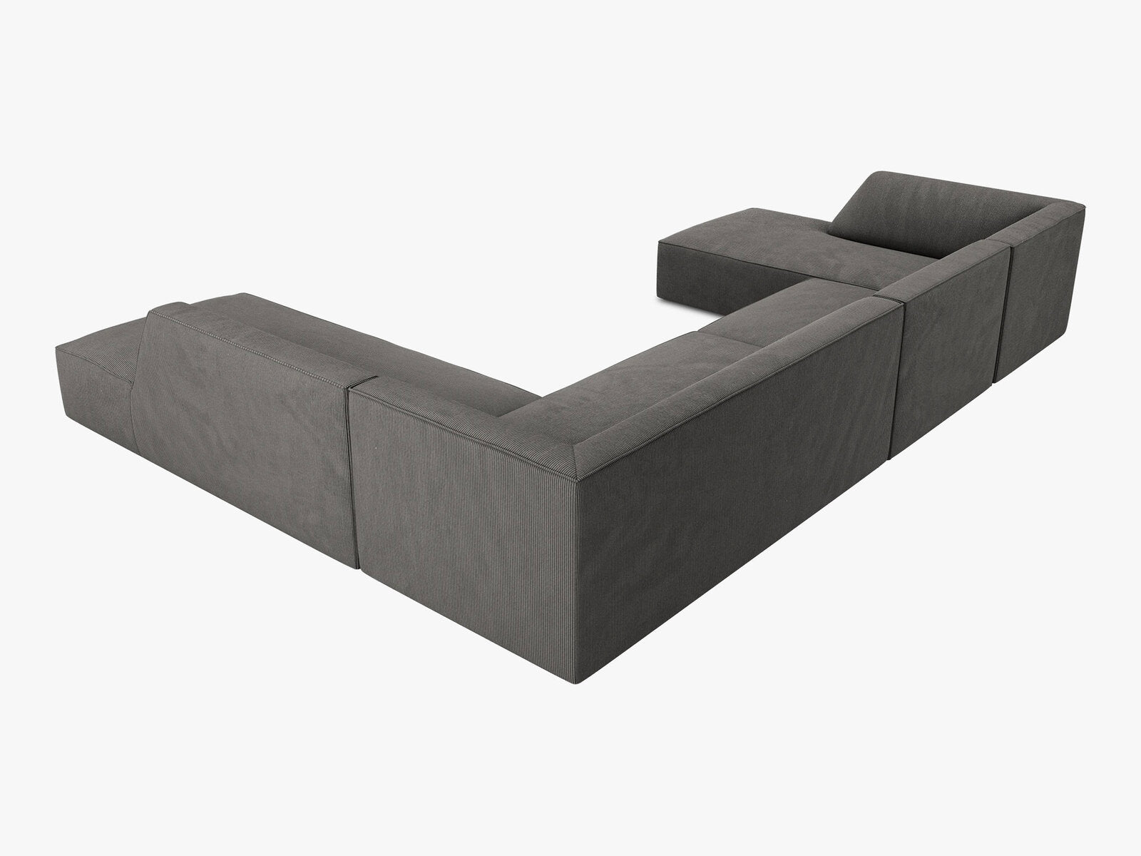 Micadoni Panorama-Ecksofa Ruby 7-Sitzer Rechts Kord Scala Dunkelgrau