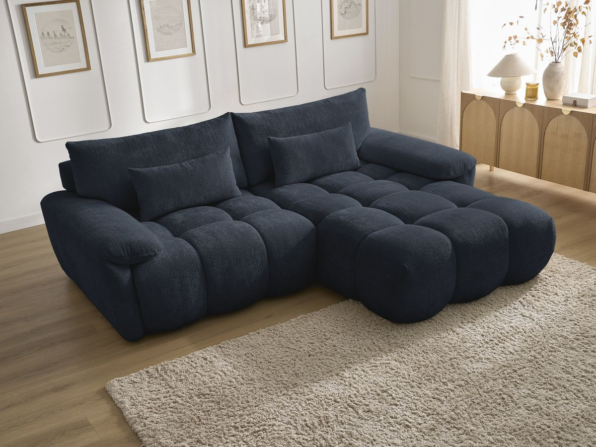 Bobochic Ivane Ecksofa Strukturstoff Dunkelblau Ecke rechts