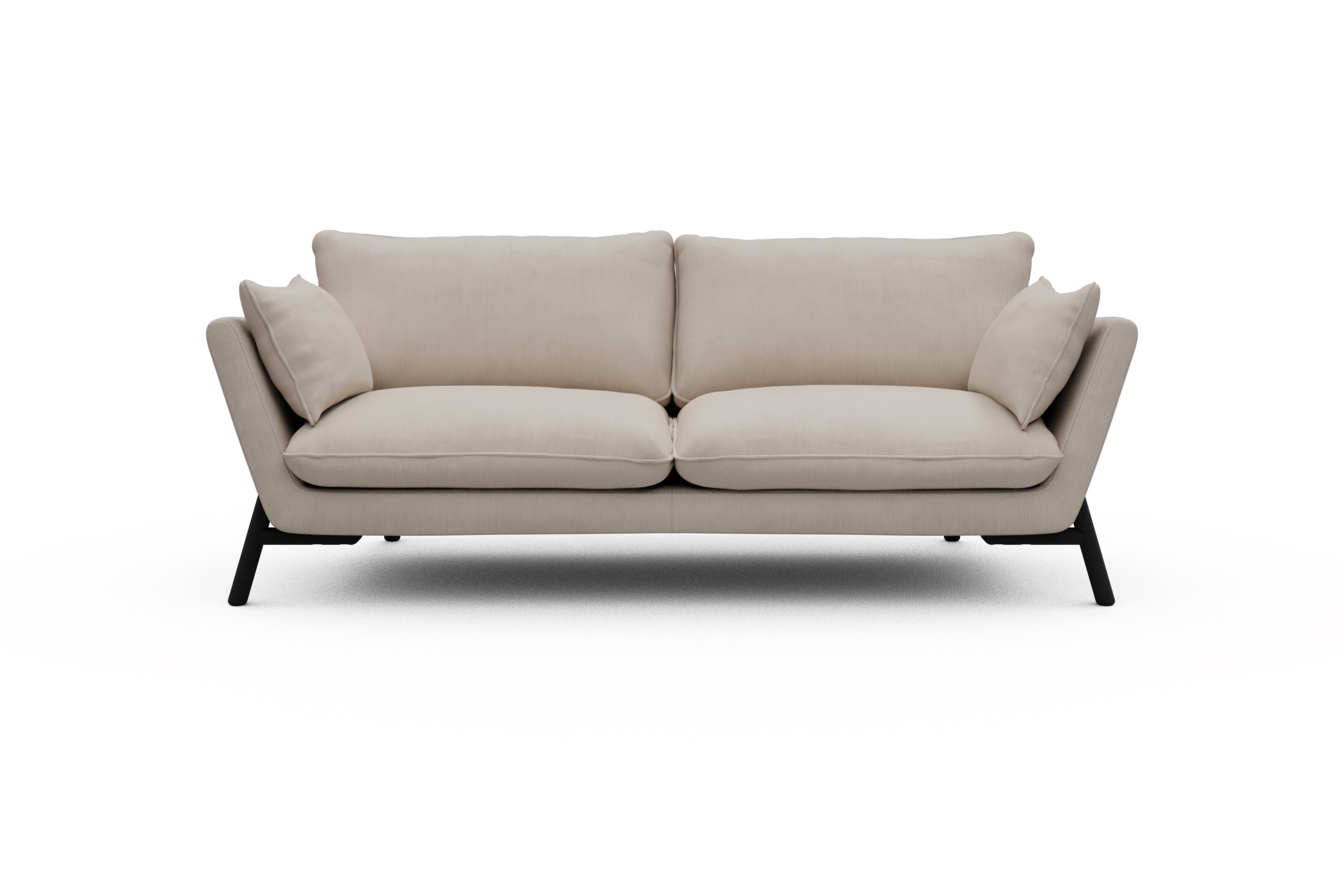 Skandi Home Sofa Emil 3-Sitzer Beinfarbe Eiche Schwarz Cordufine-Off-White moebelfaktor