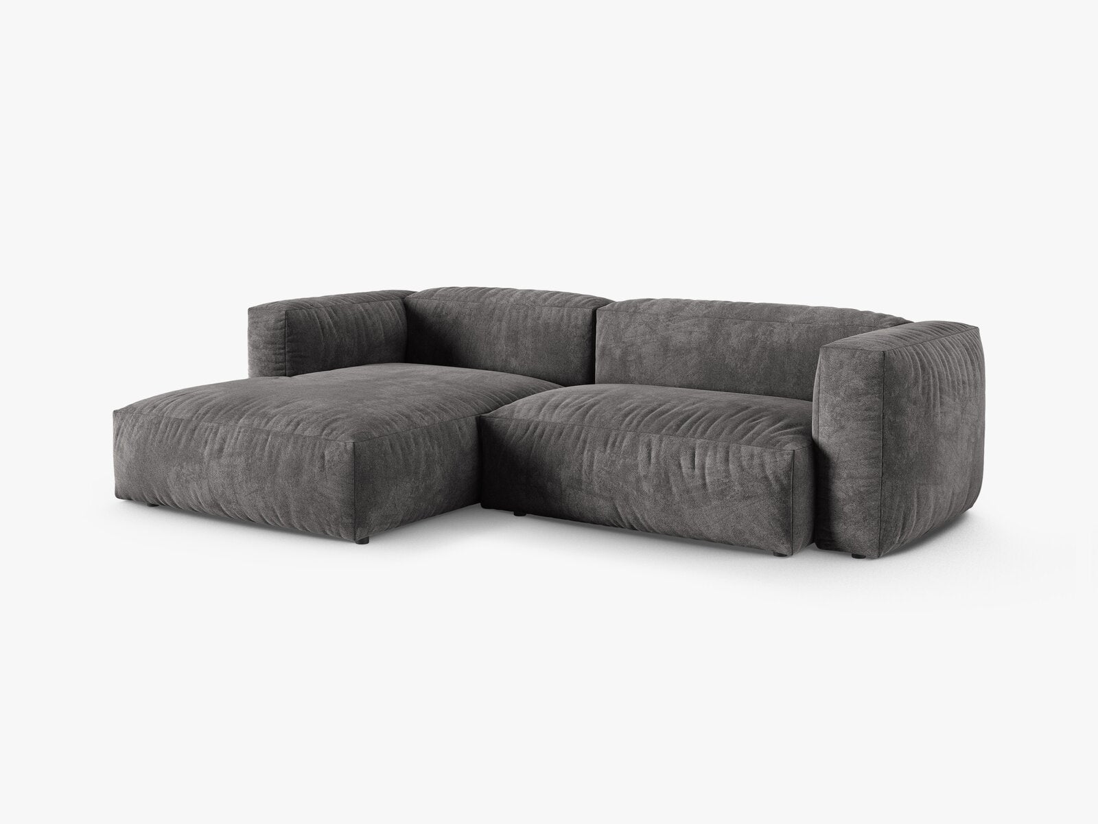 Micadoni Ecksofa Martina 2-Sitzer 90cm Sitztiefe Links Samt Vogue Grau