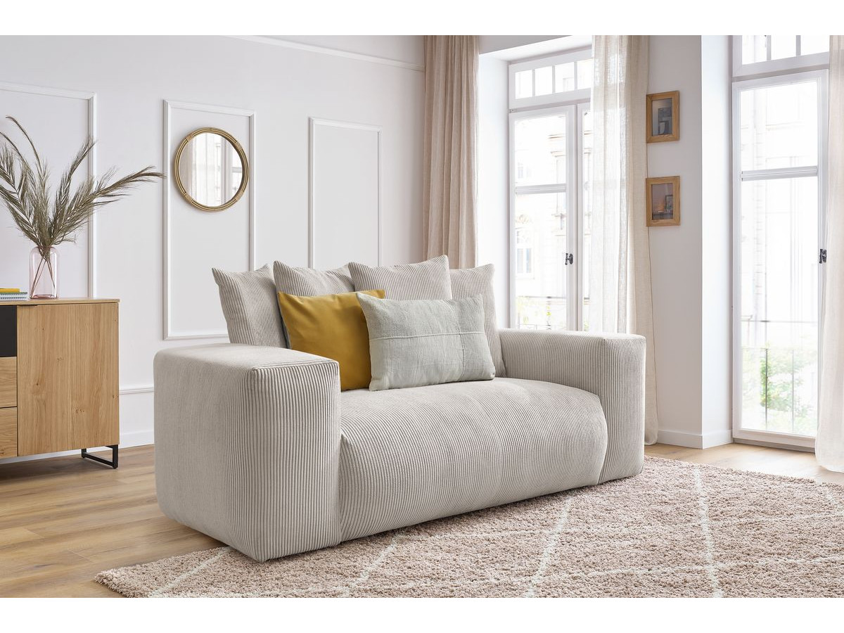 Bobochic Voltaire Sofa 2-Sitzer Cordsamt Beige