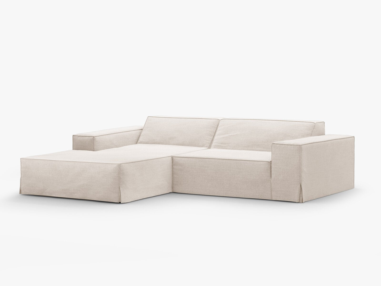 Micadoni Ecksofa Jodie 3-Sitzer Links Strukturierter Stoff Lins Beige