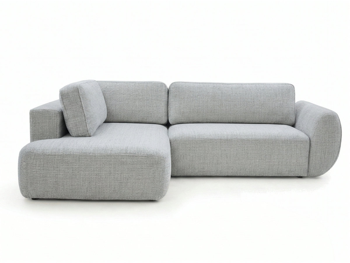 Bobochic Denise Ecksofa mit Schlaffunktion und Bettkasten 256 × 197 cm Strukturstoff Hellgrau Ecke links