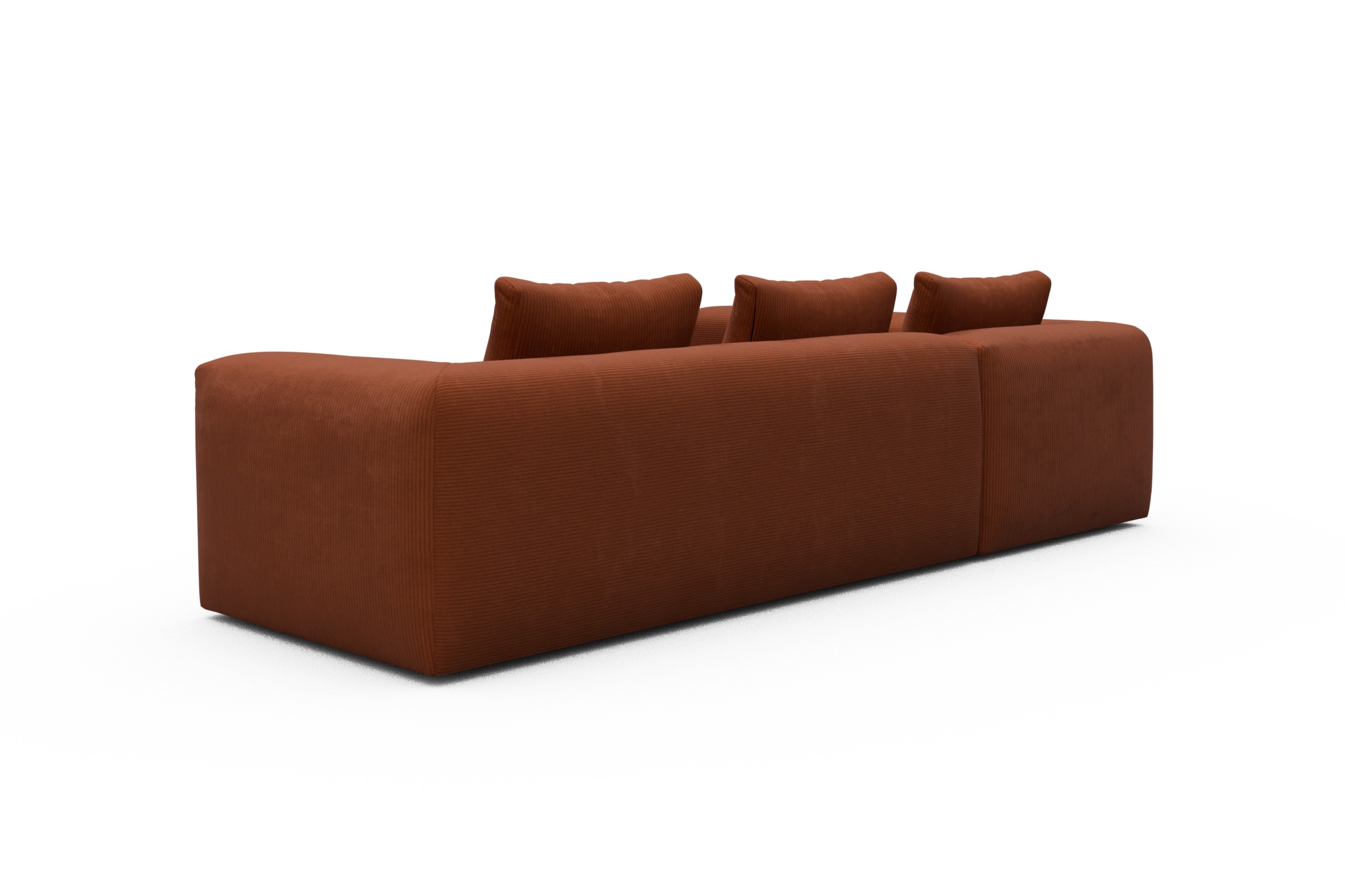 Ecksofa Fred 2x 2,5-Sitzer links offen Corduroy-Burnt-Orange
