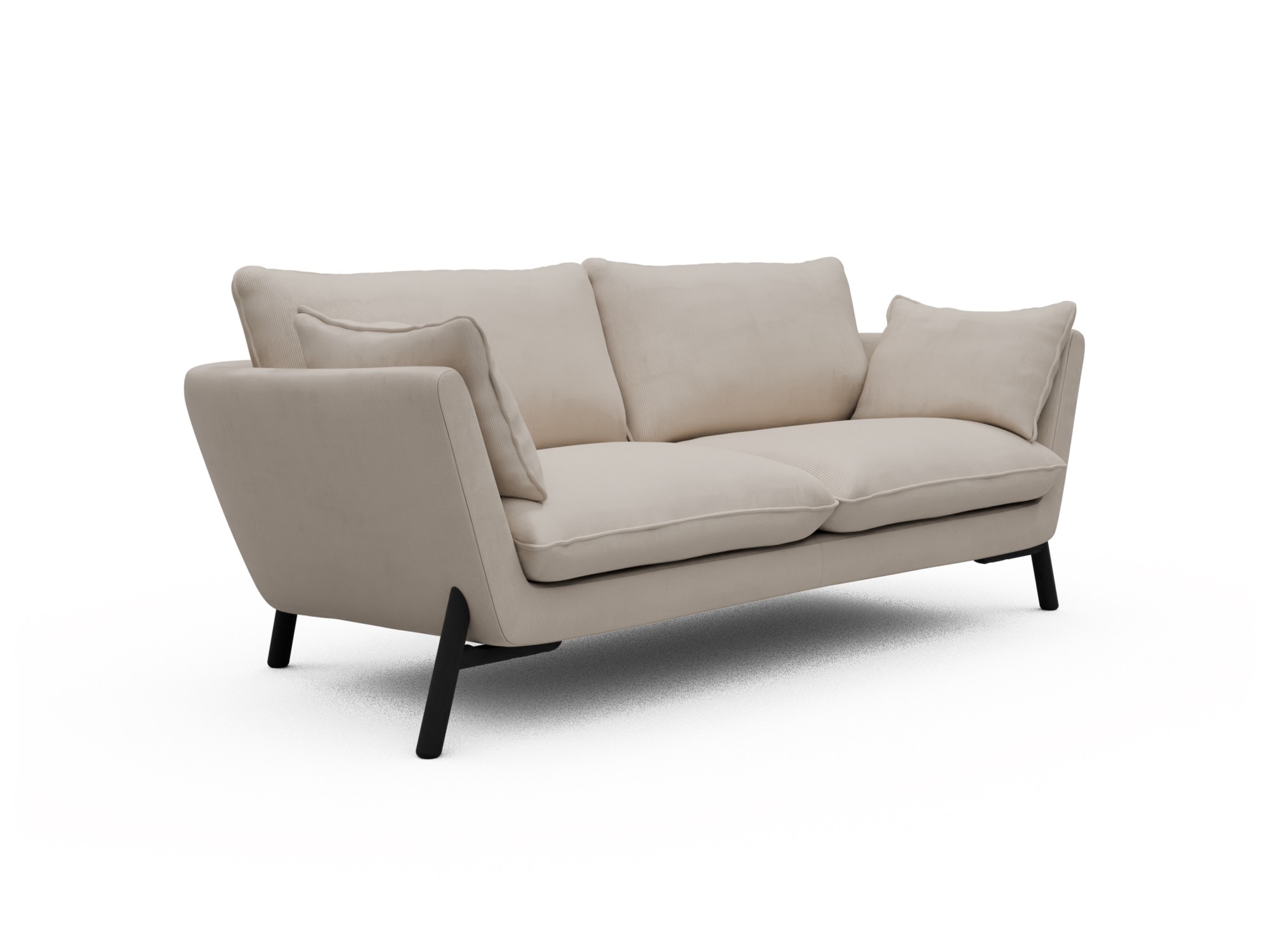 Skandi Home Sofa Emil 2-Sitzer Beinfarbe Eiche Schwarz Cordufine-Off-White moebelfaktor