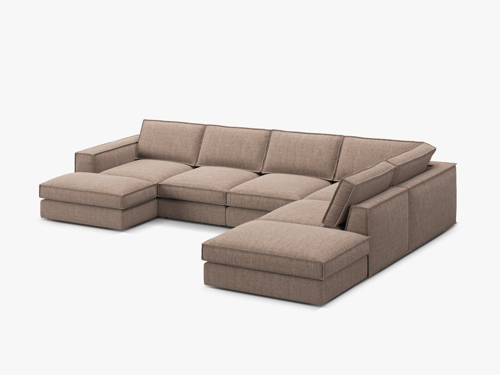 Micadoni modulares Panorama Ecksofa Pola 5-Sitzer Rechts Strukturierter Stoff Babel Hellbraun