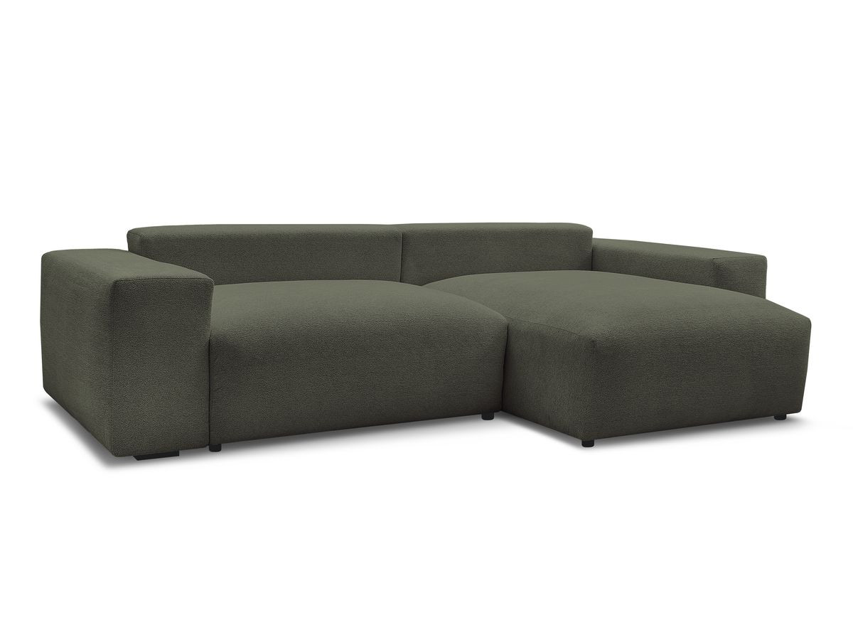 Bobochic Voltaire Ecksofa mit Schlaffunktion und Bettkasten Melange-Stoff Grün