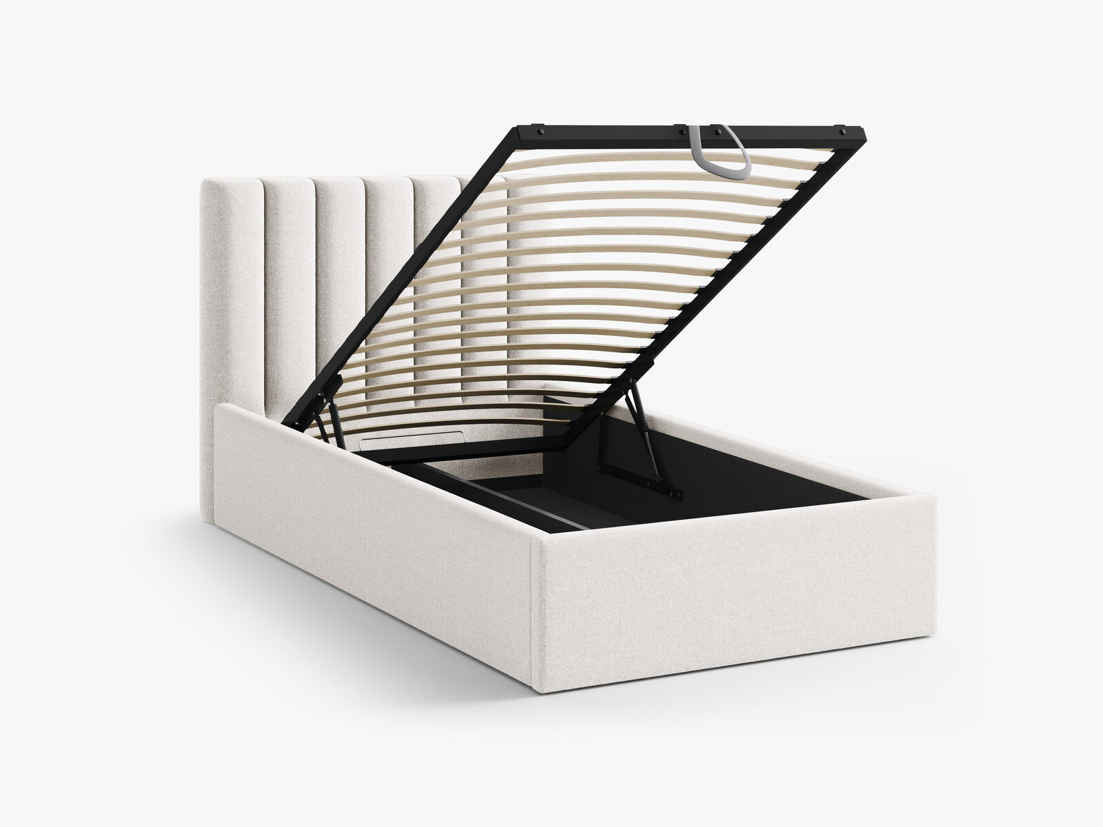Micadoni Polsterbett Allison Strukturierter Stoff Moly Helles Beige