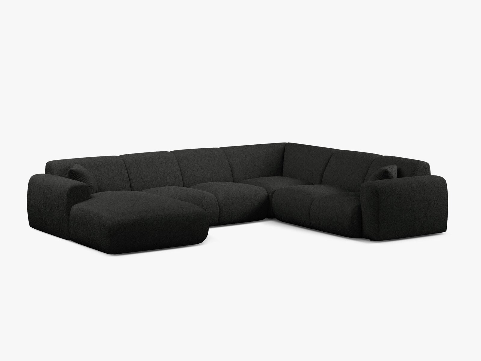 Micadoni Molino Panoramasofa 6-Sitzer Rechts Boucle Baloo Schwarz