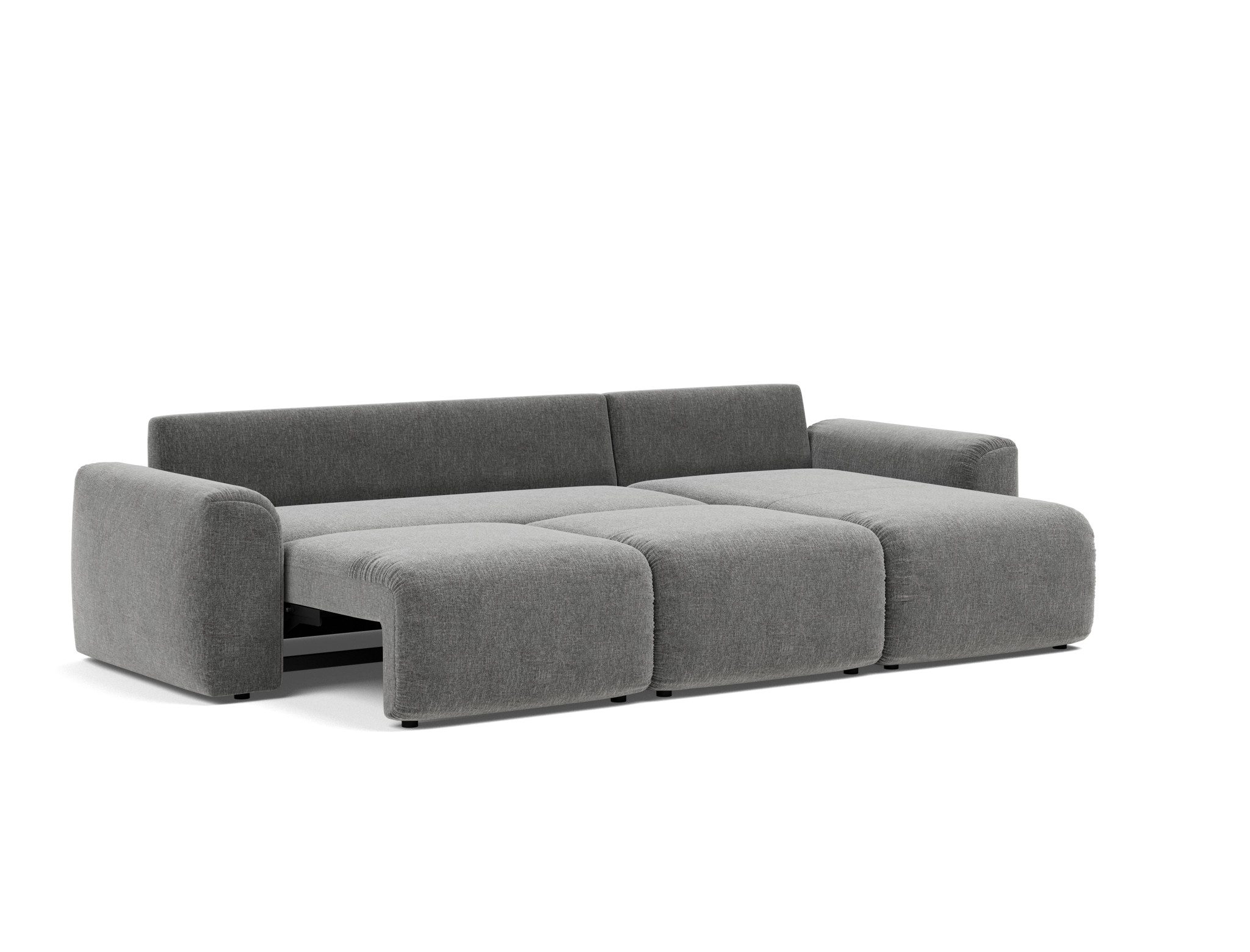 Schlafsofa Norum mit Chaiselongue und Chunky-Armlehnen Strukturierter Stoff Twist 563-Charcoal