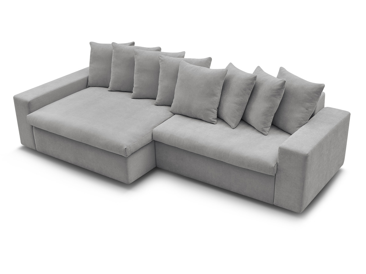 Bobochic Enore Ecksofa 330 × 100 cm Stoff Hellgrau Ecke links
