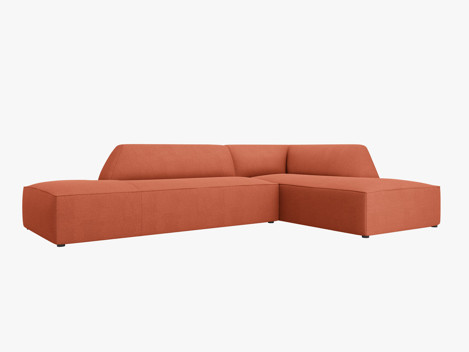 Micadoni Ecksofa Ruby 4-Sitzer Rechts Strukturierter Stoff Koralle