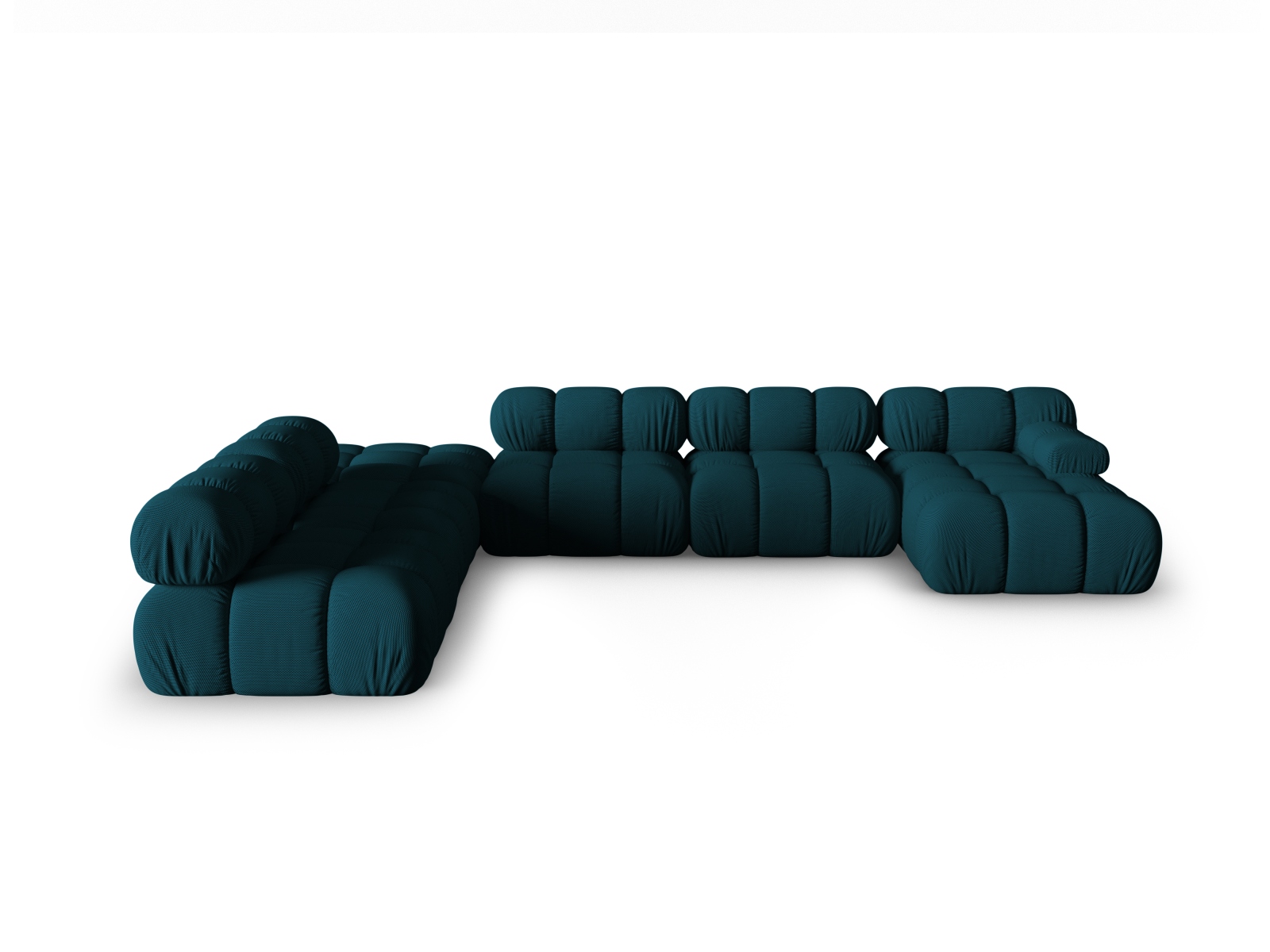 Micadoni Modulares Panorama Ecksofa Bellis 7-Sitzer Links 3D-Stoff Sonic Marineblau