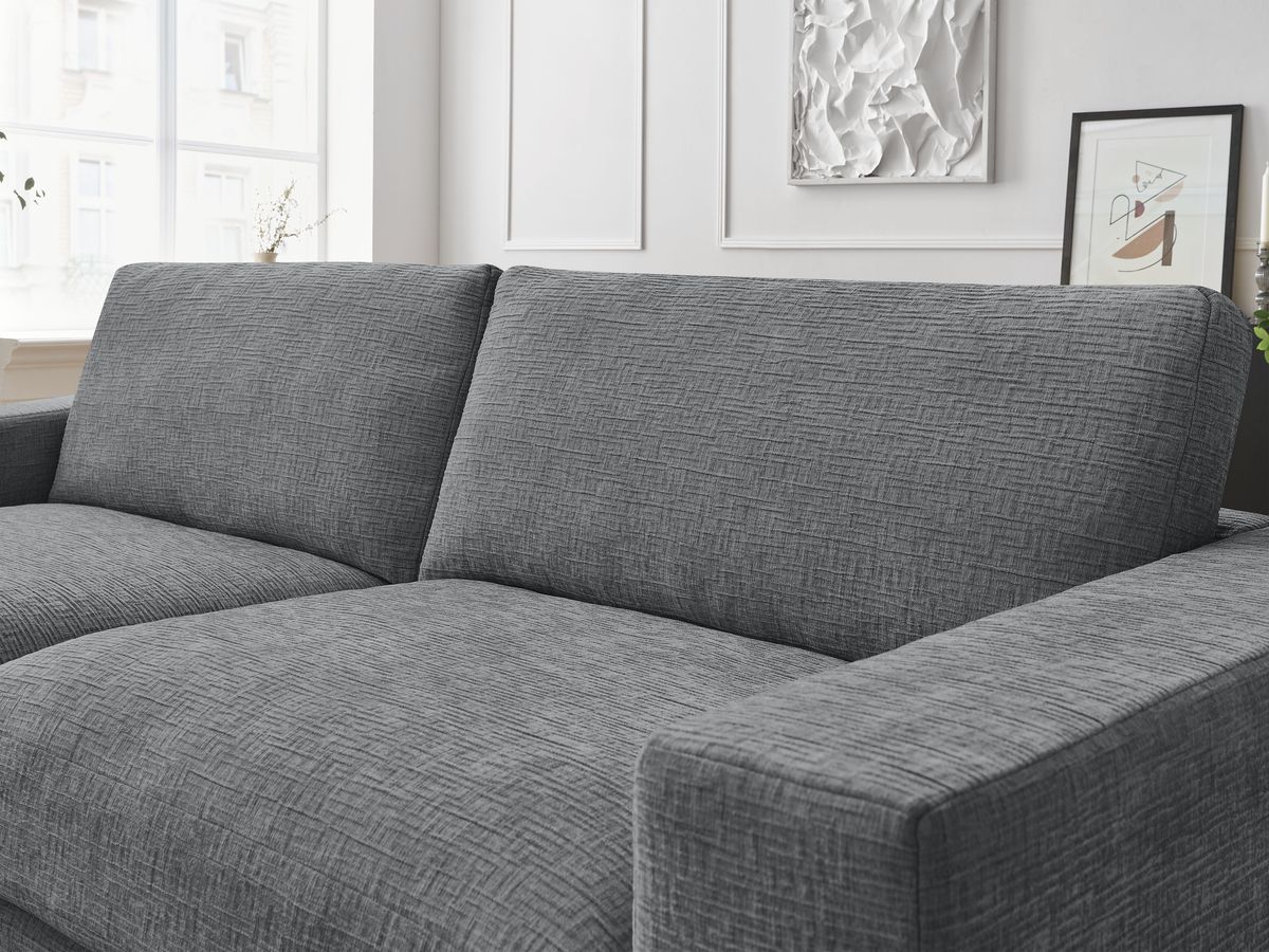 Bobochic Leonard Ecksofa 234 × 159 cm Strukturstoff Dunkelgrau Ecke links