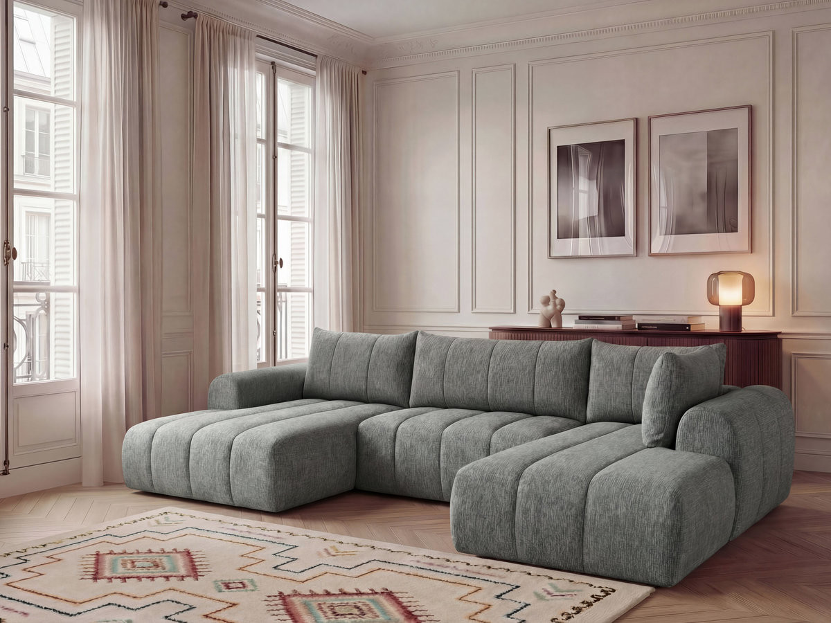 Bobochic Nesty Wohnlandschaft Melange-Stoff Dunkelgrau Ecke links