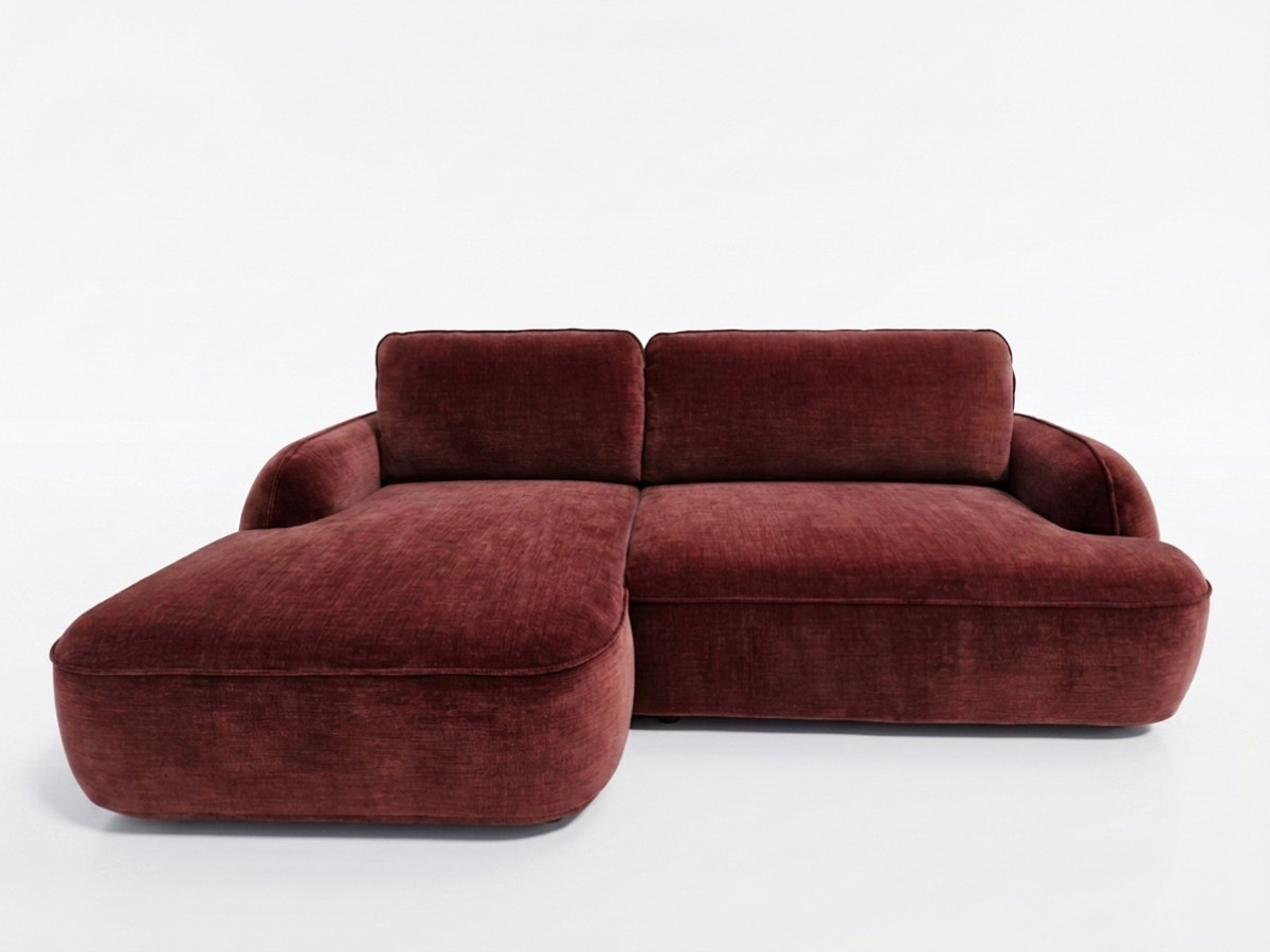 Bobochic Celeste Ecksofa mit Schlaffunktion und Bettkasten Stoff Rot Ecke links