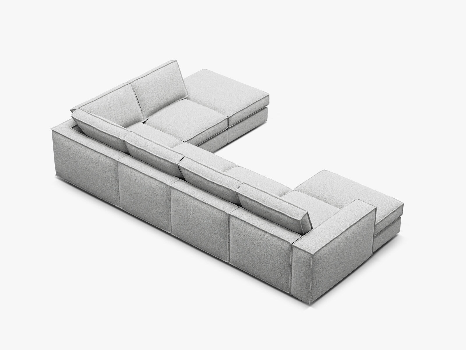 Micadoni modulares Panorama Ecksofa Pola 5-Sitzer Rechts Strukturierter Stoff Babel Hellgrau