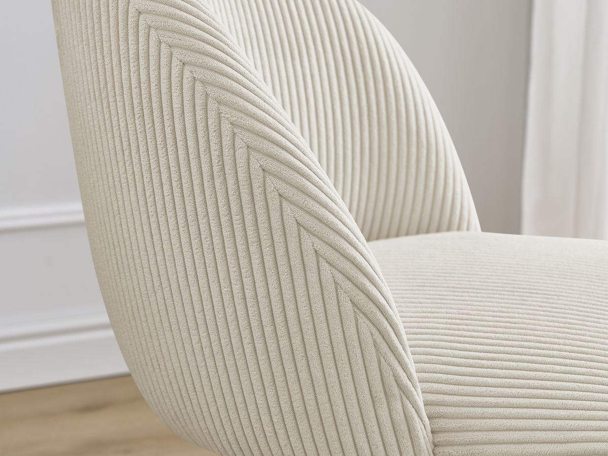 Bobochic Lalie Esszimmerstuhl 2er-Set mit skandinavischen Holzbeinen Cordsamt Beige