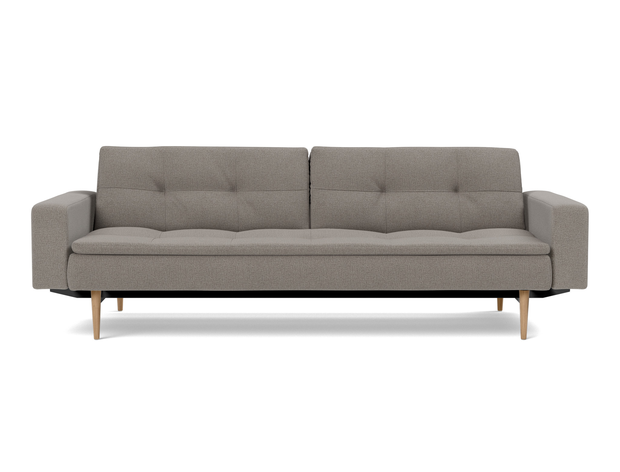 Schlafsofa Dublexo mit Armlehnen Flachgewebe Mixed Dance 521-Grey Beine Styletto Eiche hell