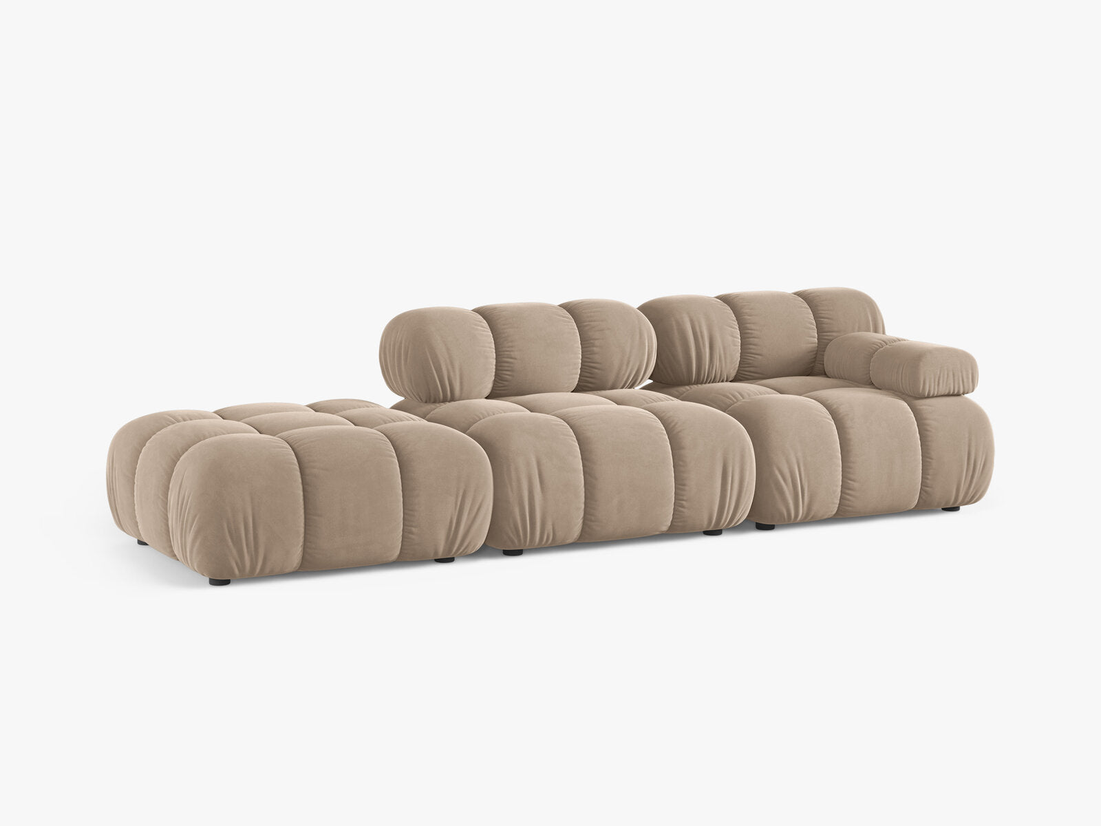 Micadoni Modulares Sofa Bellis 4-Sitzer Links Samt Venus Beige